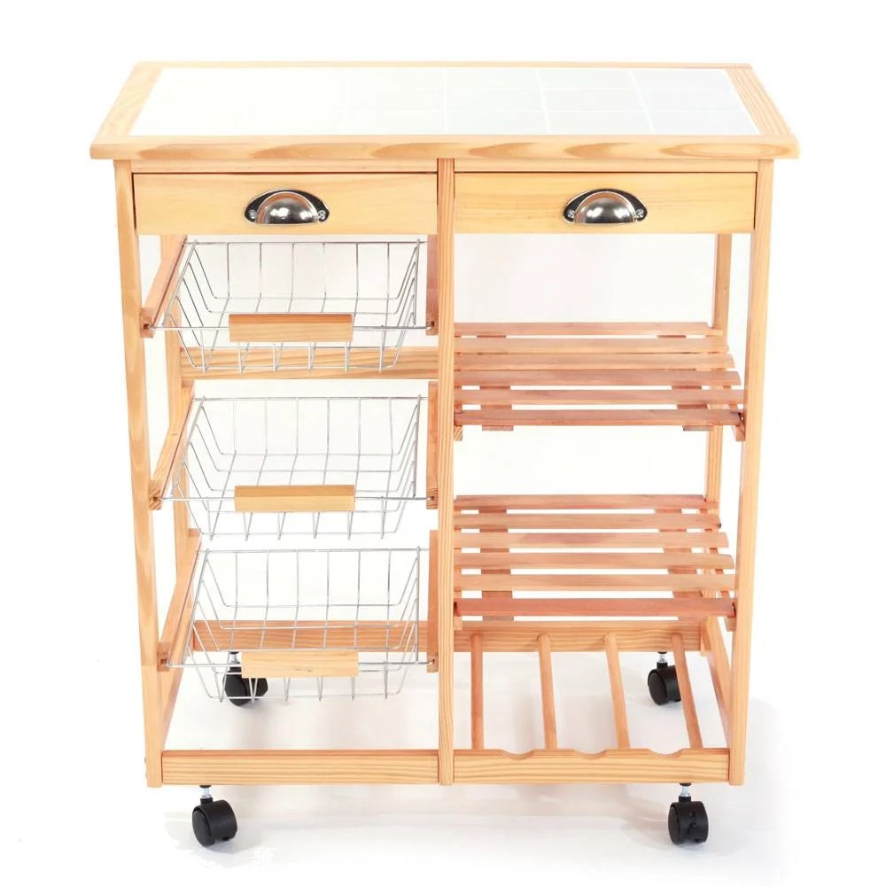 Kitchen & Dining Room Cart 2Drawer Removable Storage Rack with Rolling