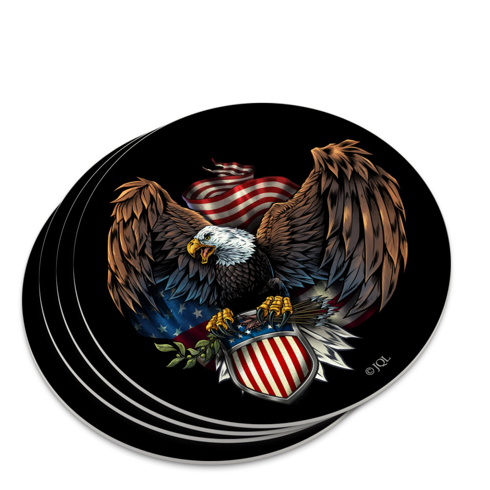 Patriotic Eagle USA American Flag Shield Novelty Coaster Set Walmart