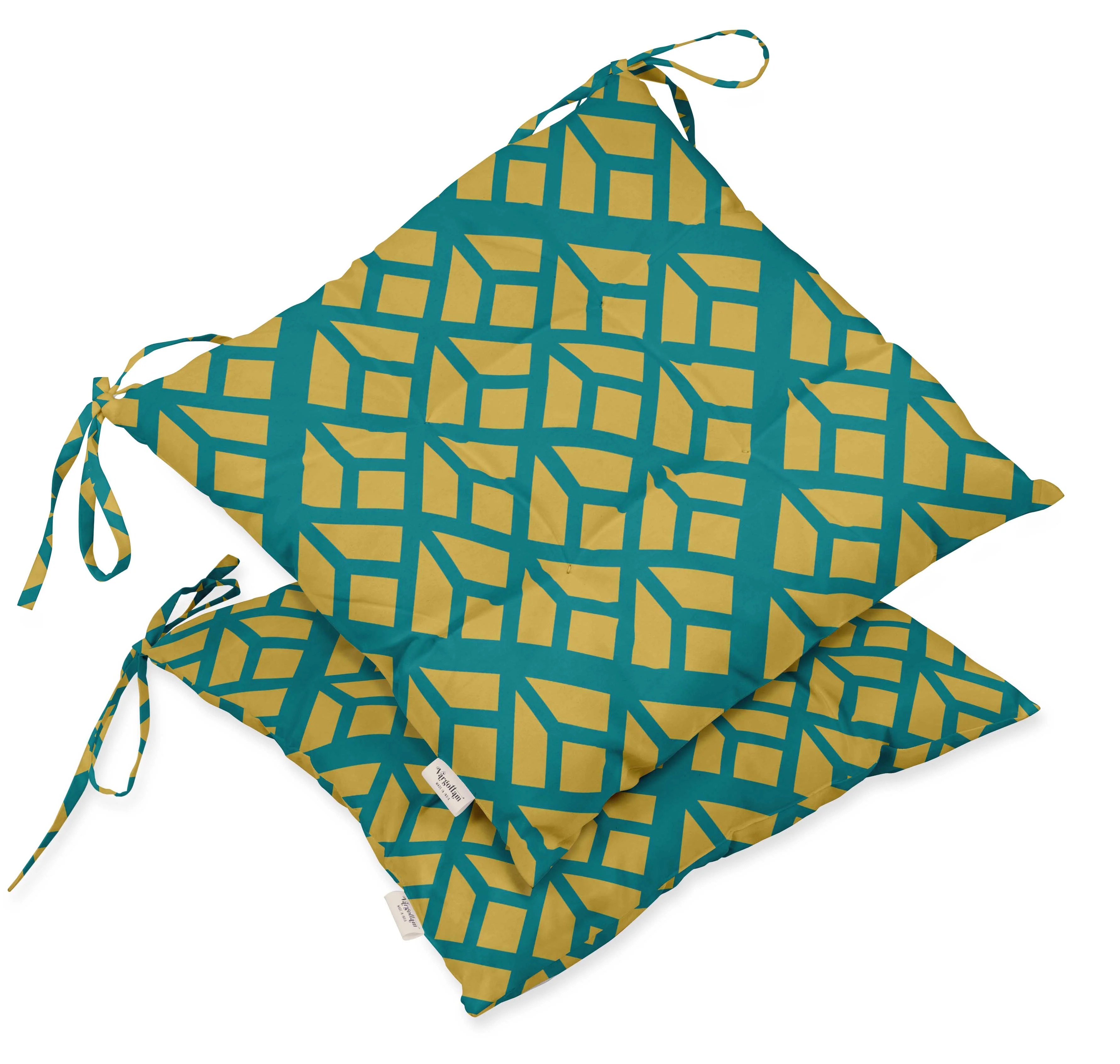 Vargottam Indoor/Outdoor Tufted Printed Square Seat Patio Cushion Set