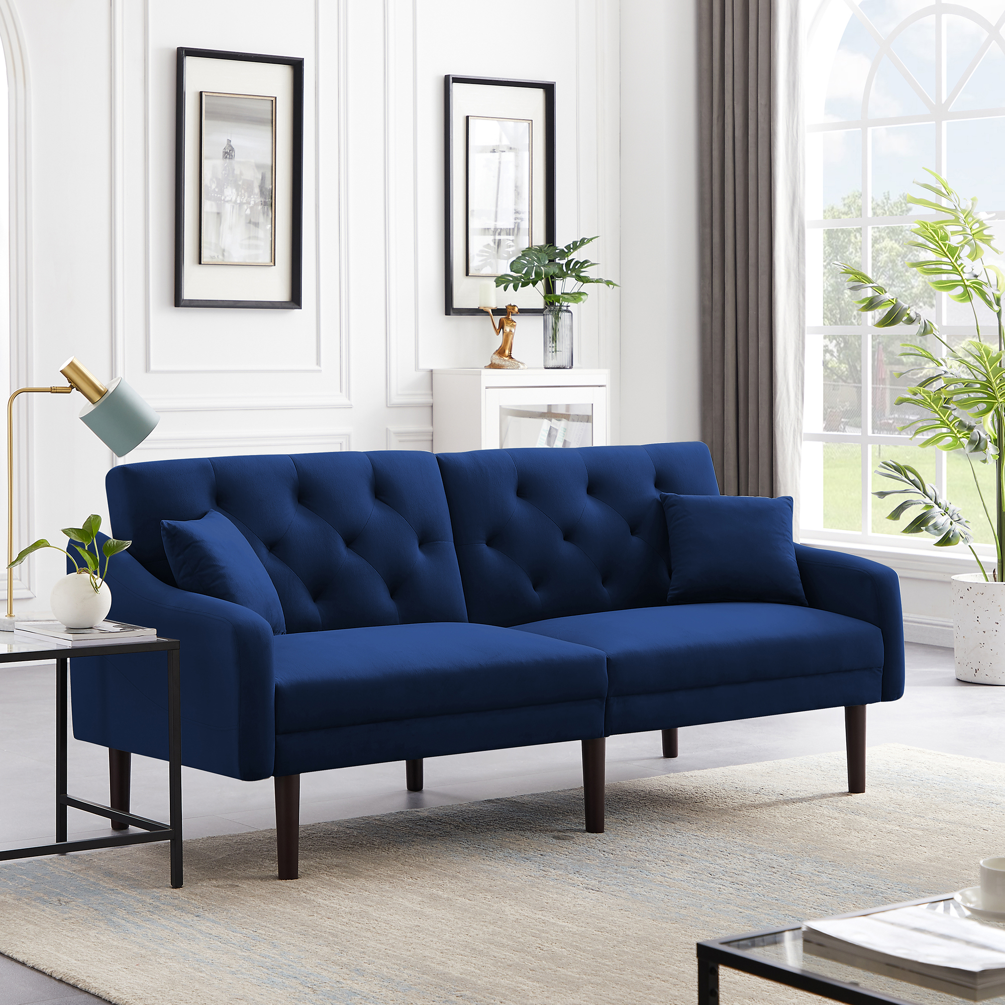 Sofas Bed Fold Up and Down Velvet Fabric Recliner Couch for Living Room