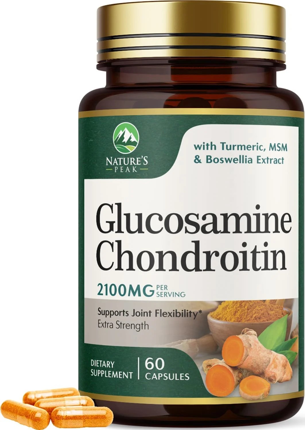 Glucosamine with Chondroitin Turmeric MSM, Triple Strength 2100mg, for