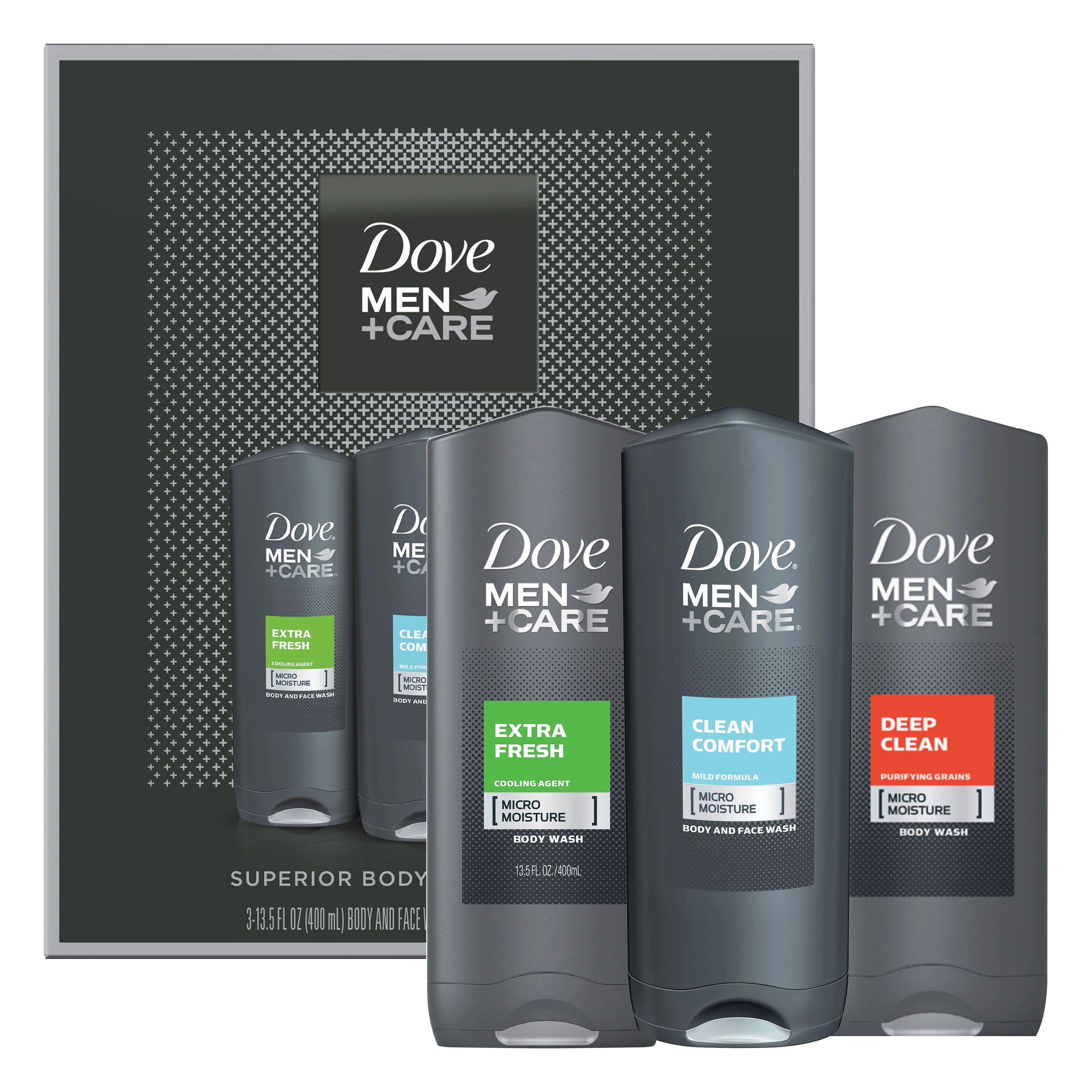 (13 Value) Dove Men+Care Body Wash Variety Holiday Gift Set 3 Ct