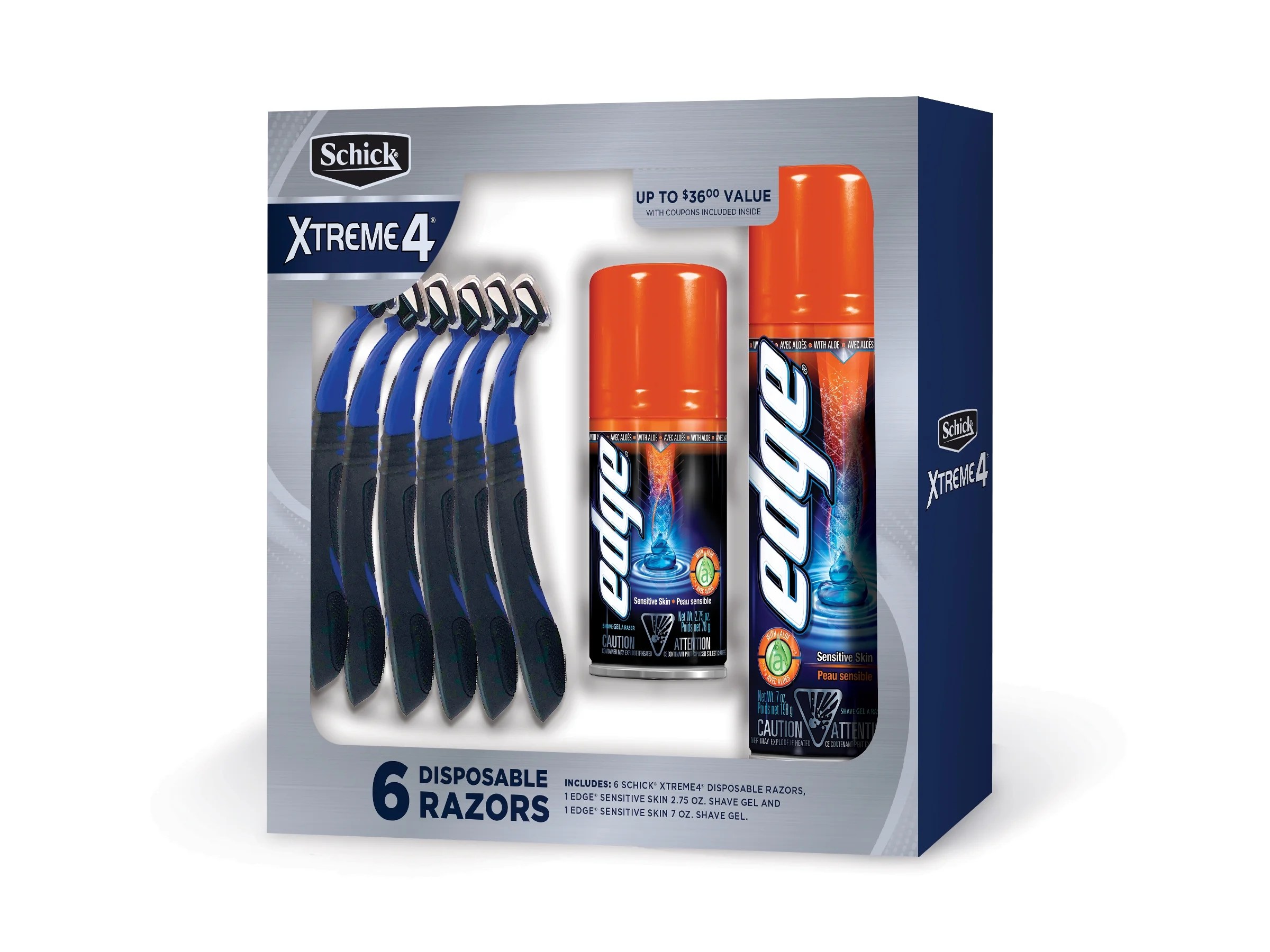 Schick Xtreme4 Disposable Razor Gift Set 6 Razors & 2 Bonus Edge Gels