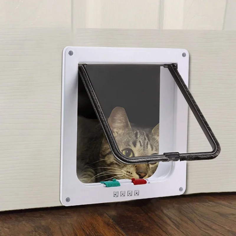 Cat Door, 4 Way Locking Cat Flap Door for Interior
