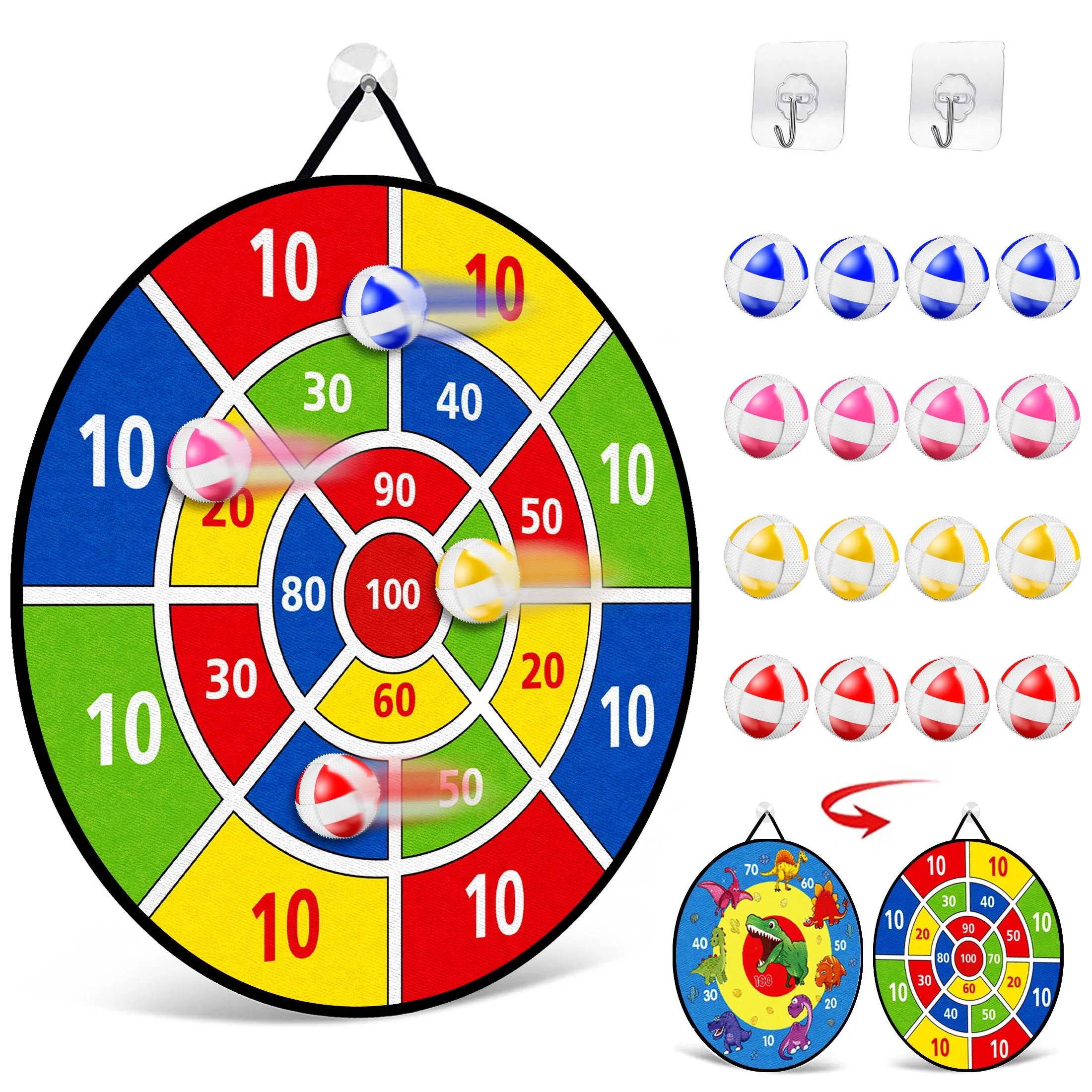 26" Large Dart Board for Kids, TOMYOU Kids Dart Board with 16 Sticky