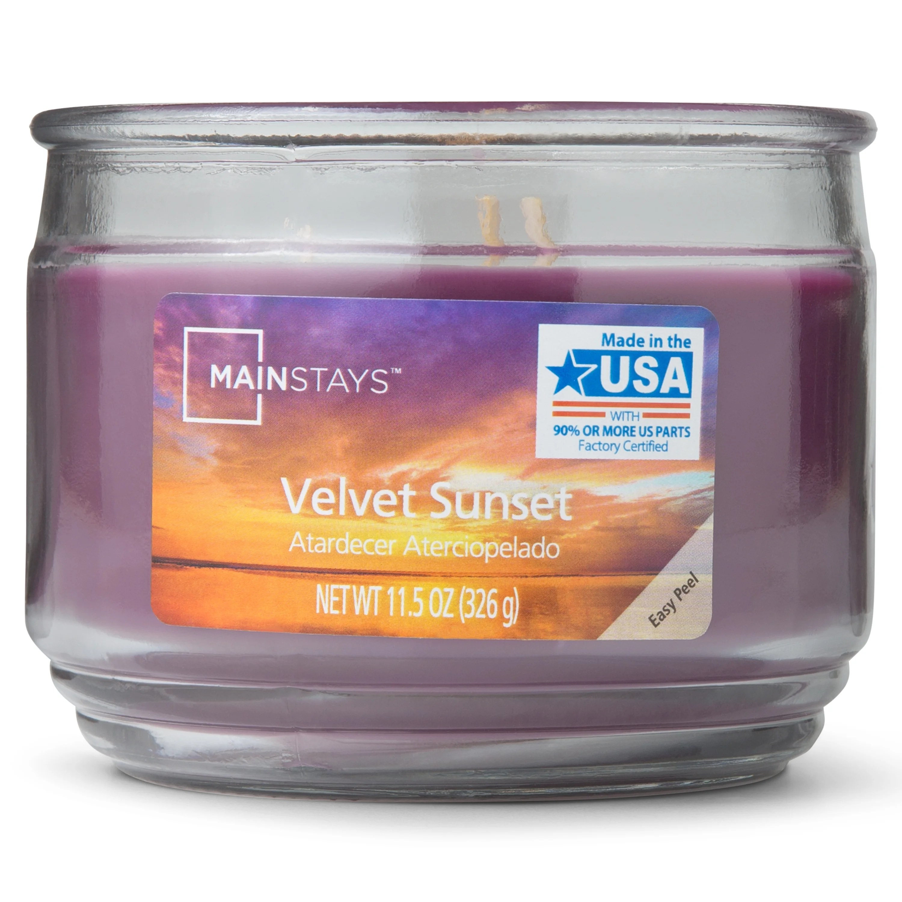 Mainstays Velvet Sunset Scented 3Wick Glass Jar Candle, 11.5 oz