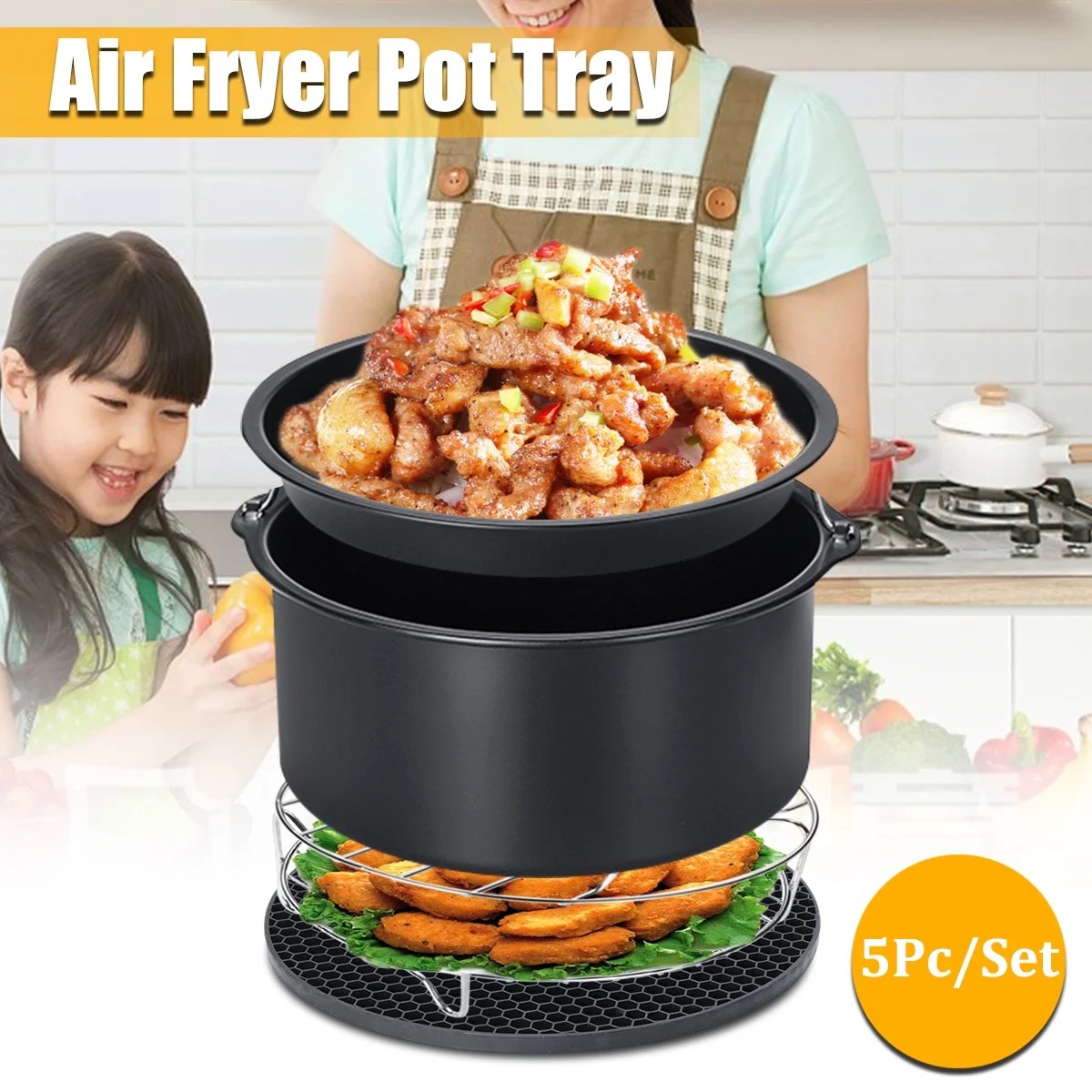 5piece Air Fryer Accessory Set Air Fryer Frying Cage Dish Baking Pan