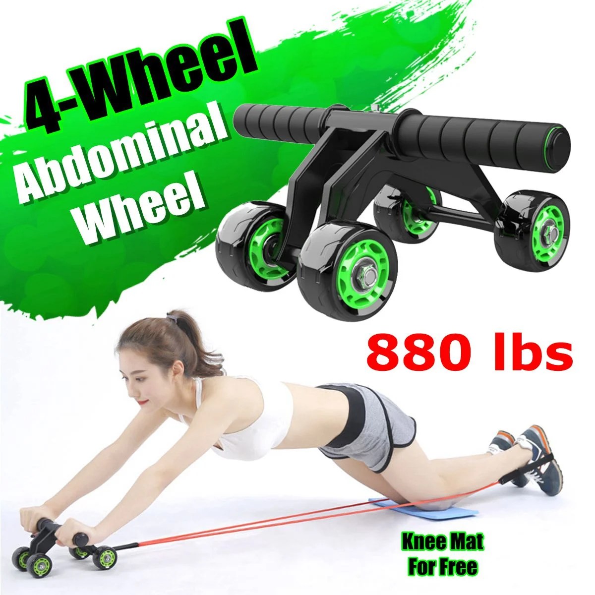 4 Wheel Fitness Ab Wheel Roller Workout System Abdominal Abs Exercise