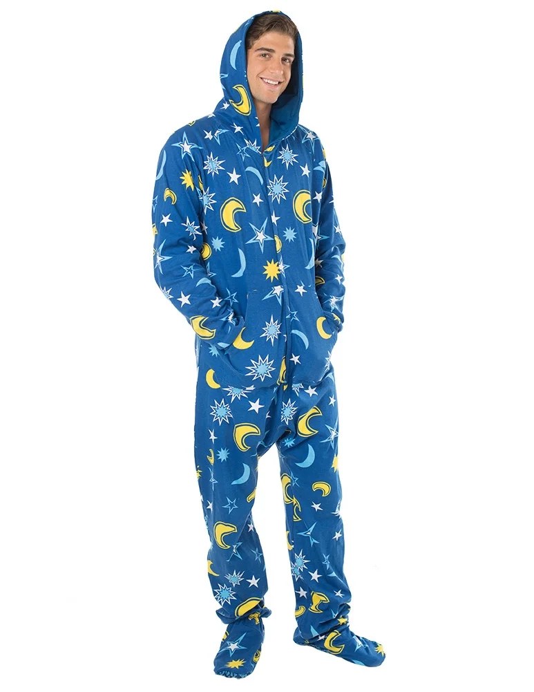 Footed Pajamas Footed Pajamas Starry Night Adult Hoodie Cotton