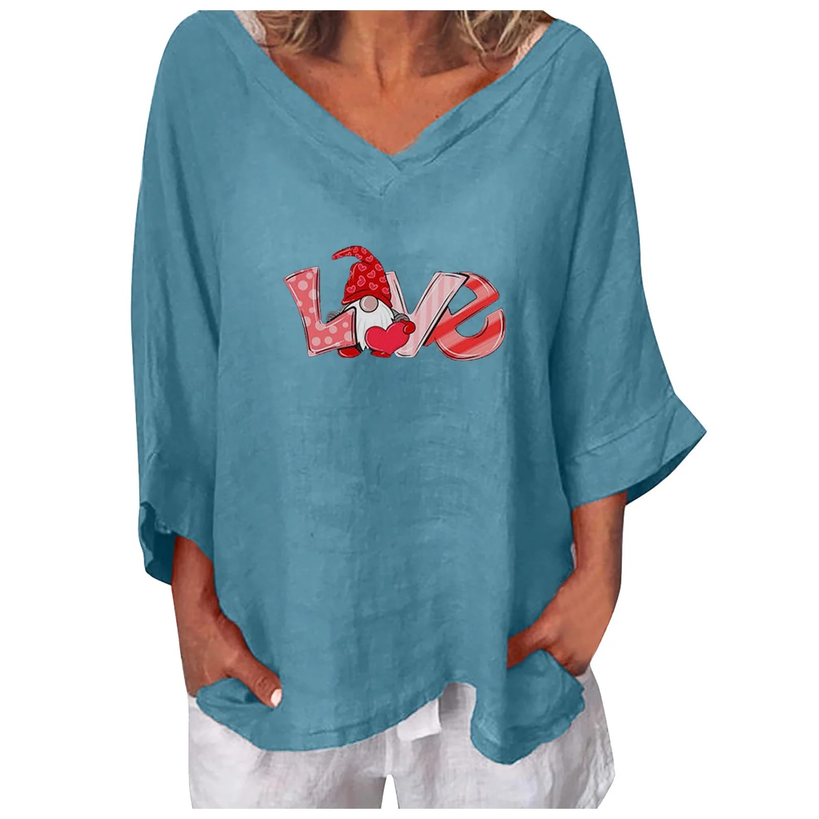 Dillar Fall Clothes For Women 2022 Valentine V Neck Casual Cotton