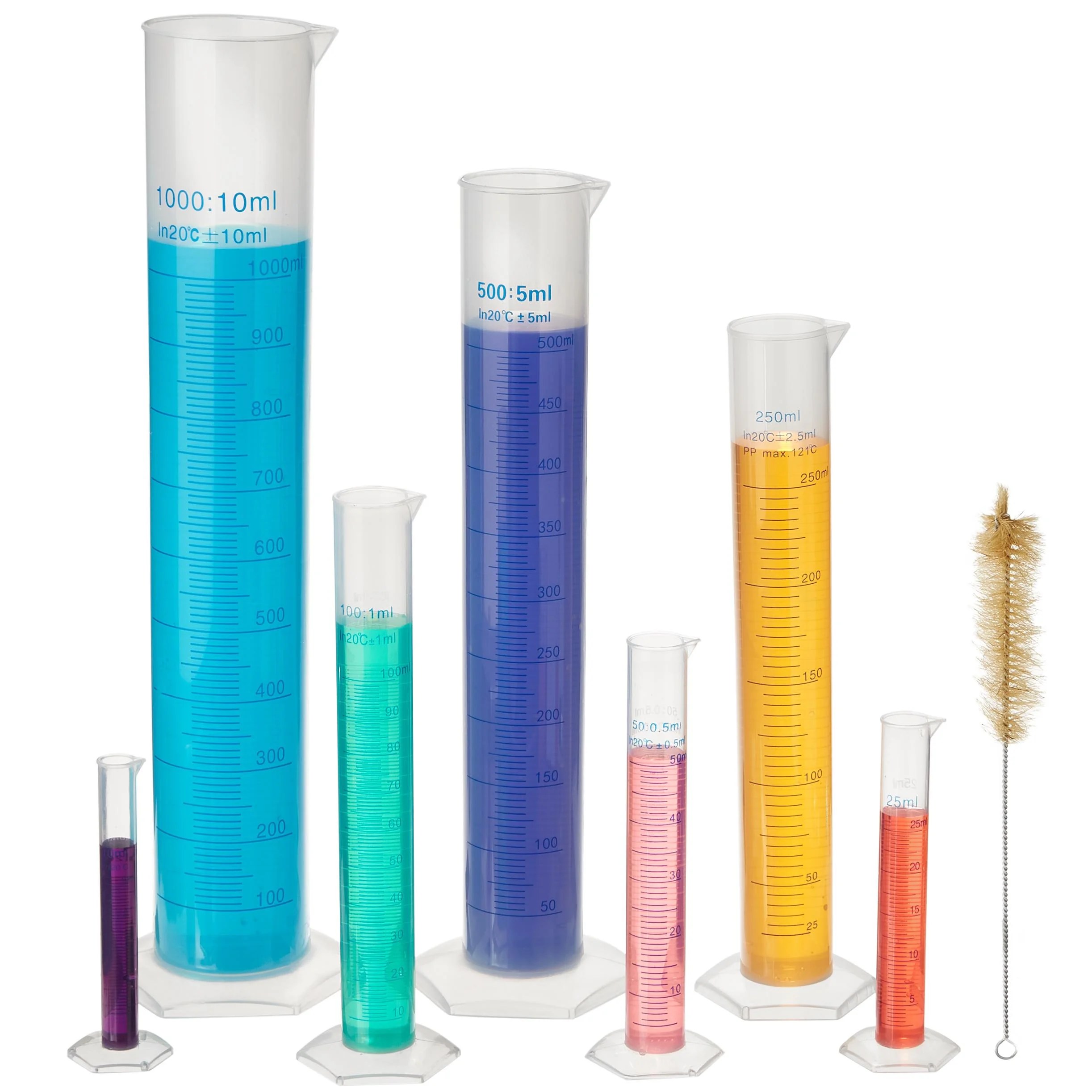 Modern Curiosity 7Pack Plastic Graduated Cylinders, 101000mL & 10.5