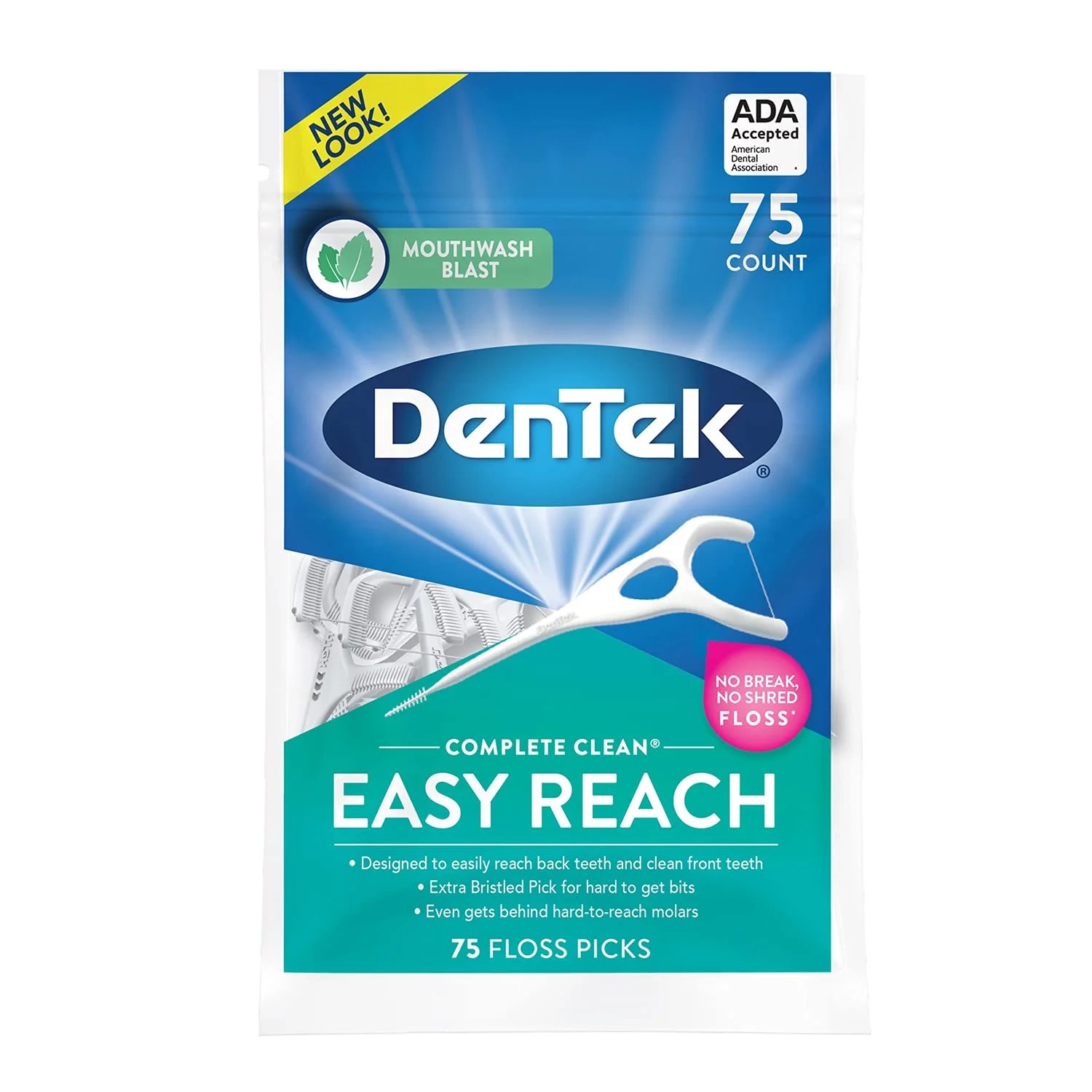 DenTek Complete Clean Fresh Mint Angled Floss Picks 75 ea (Pack of 3