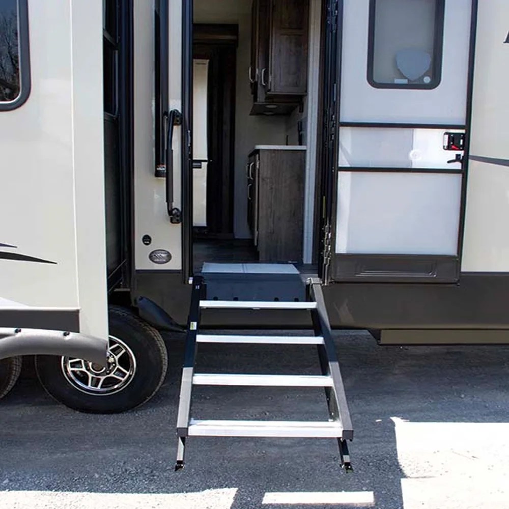 MORryde StepAbove 31.537" 3 Step Portable RV Camper Stairs w/ Strut Assist