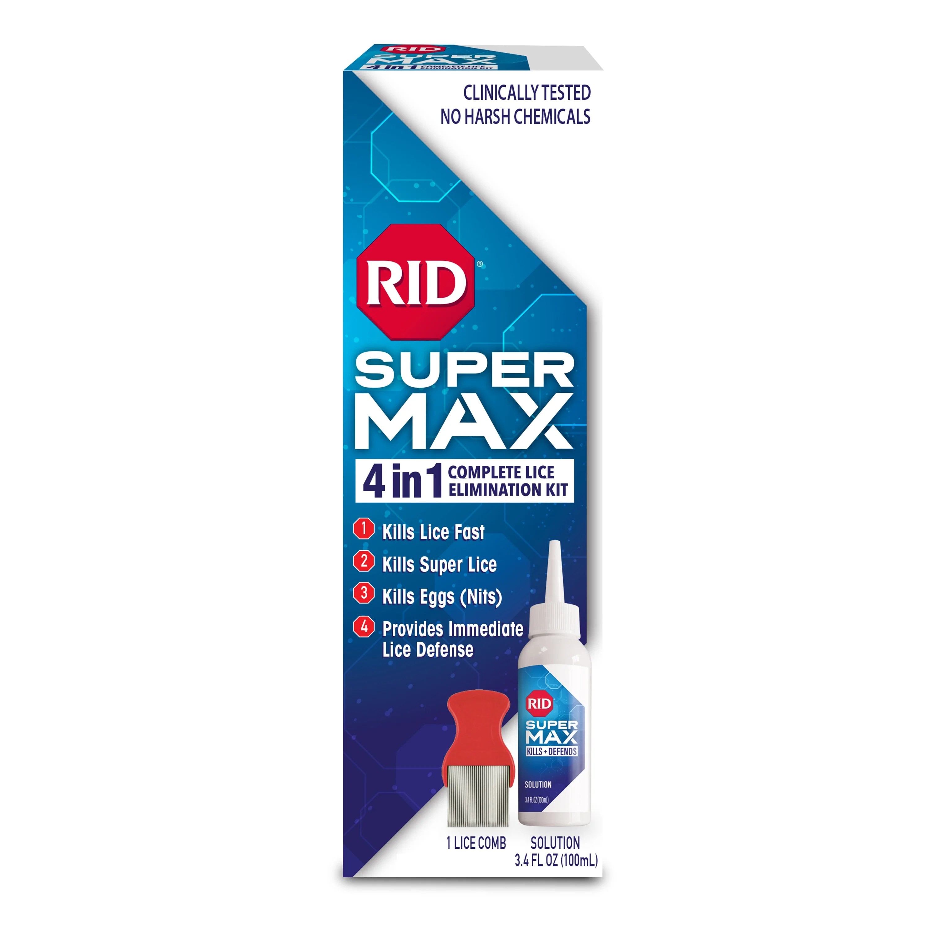 RID Super Max 4in1 Lice Elimination Kit Kills Lice, Super Lice