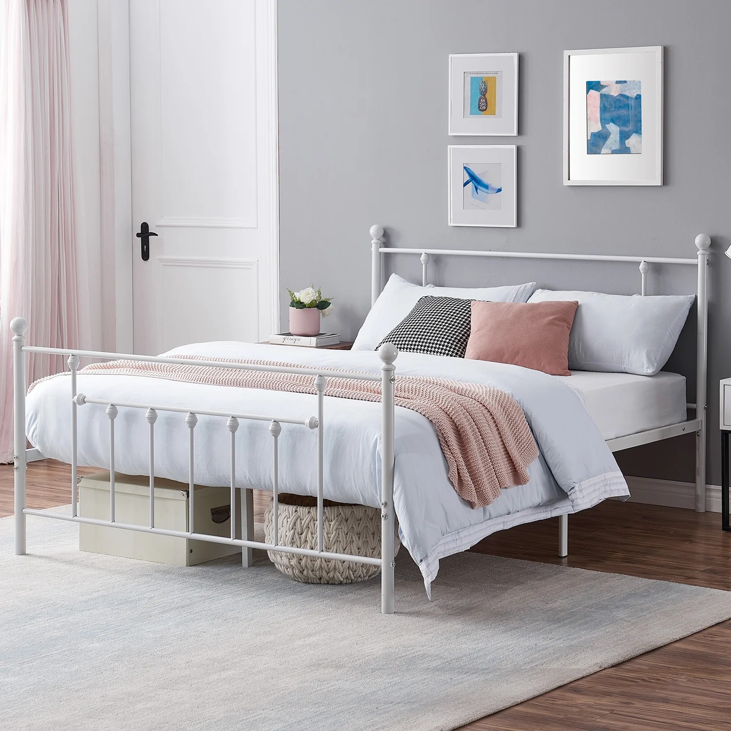 VECELO Queen Metal Platform Bed Frame Slatted Bed Base, ExtraStrong