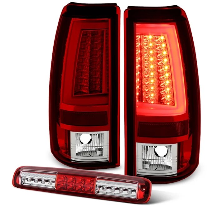 Fits 20032006 Silverado Sierra LED Tube Red Tail Lights+LED 3rd Brake
