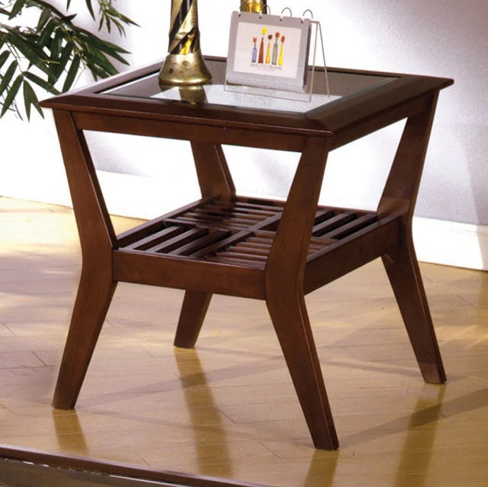 Transitional End Table, Dark Cherry Finish