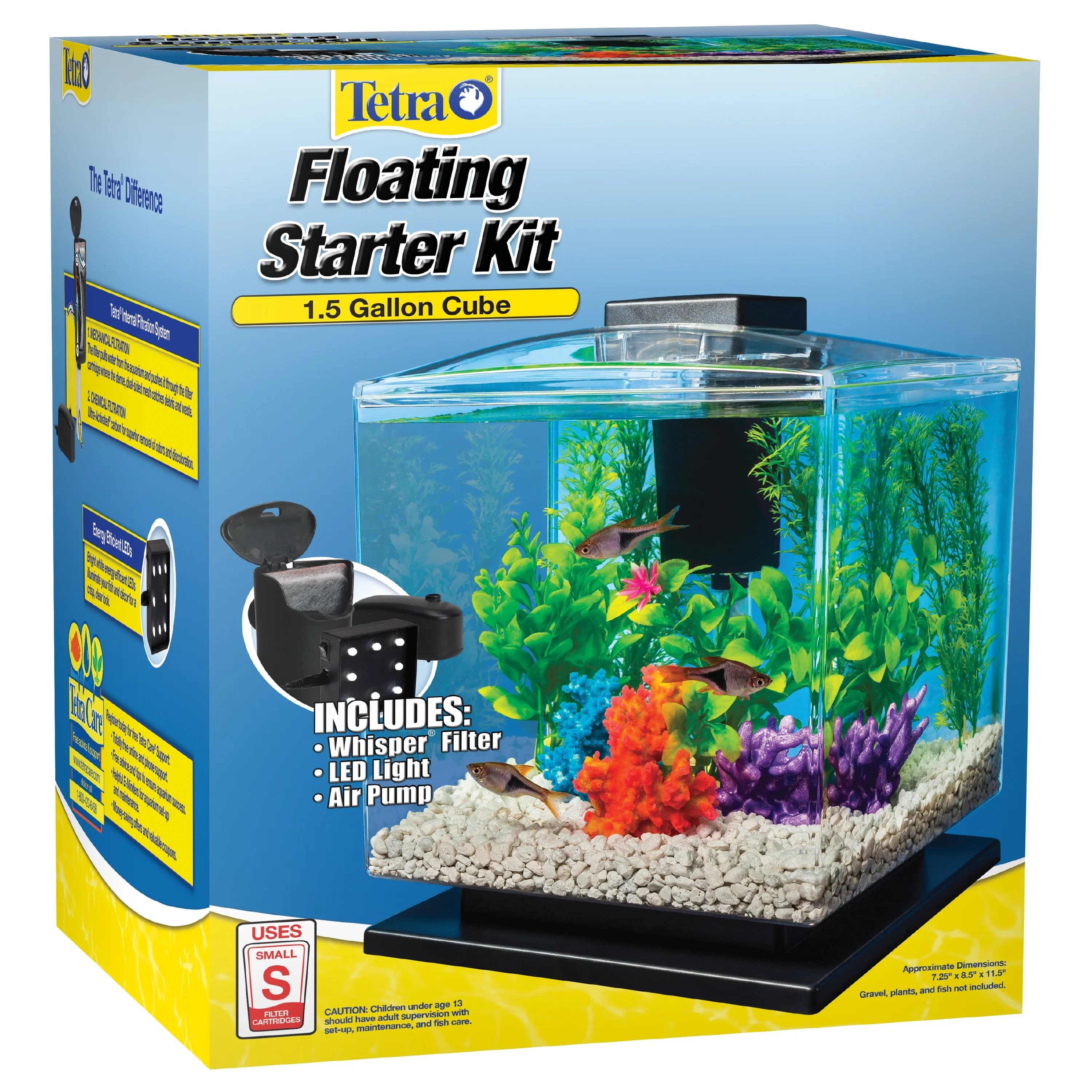 Tetra 1.5Gallon Plastic Cube Aquarium Starter Kit, Plastic