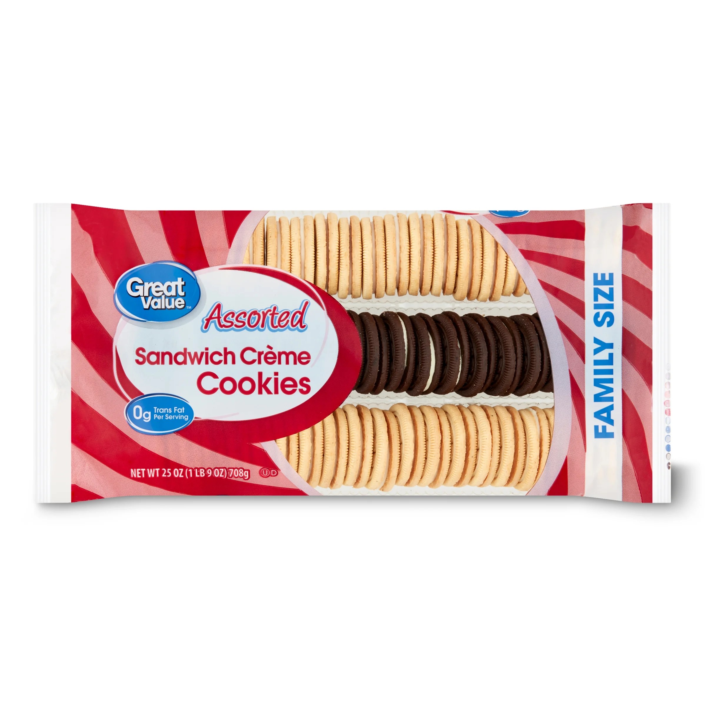 Great Value Assorted Sandwich creme Cookies Family Size, 25 oz