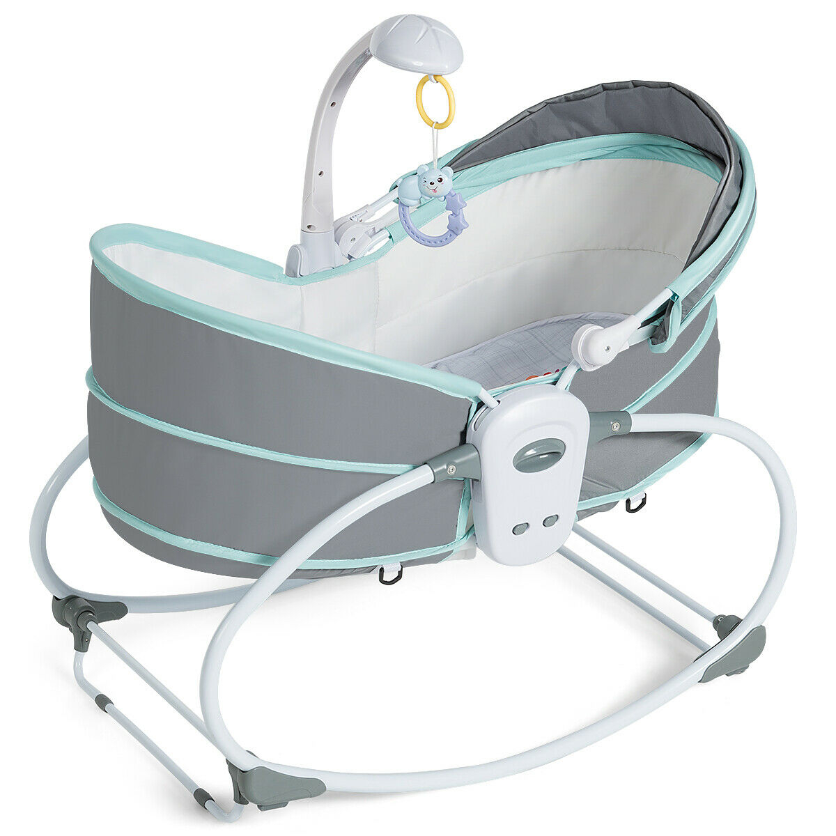 5 in 1 Portable Baby MultiFunctional Crib with Canopy ToysGreen 5 in 1 Portable Baby MultiFunctional Crib with Canopy ToysGreen