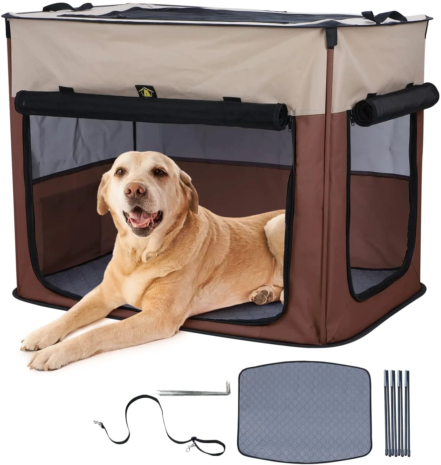 Collapsible Dog Crate Portable Dog Travel Crate, Foldable Dog Kennels and Crates for Medium Dogs