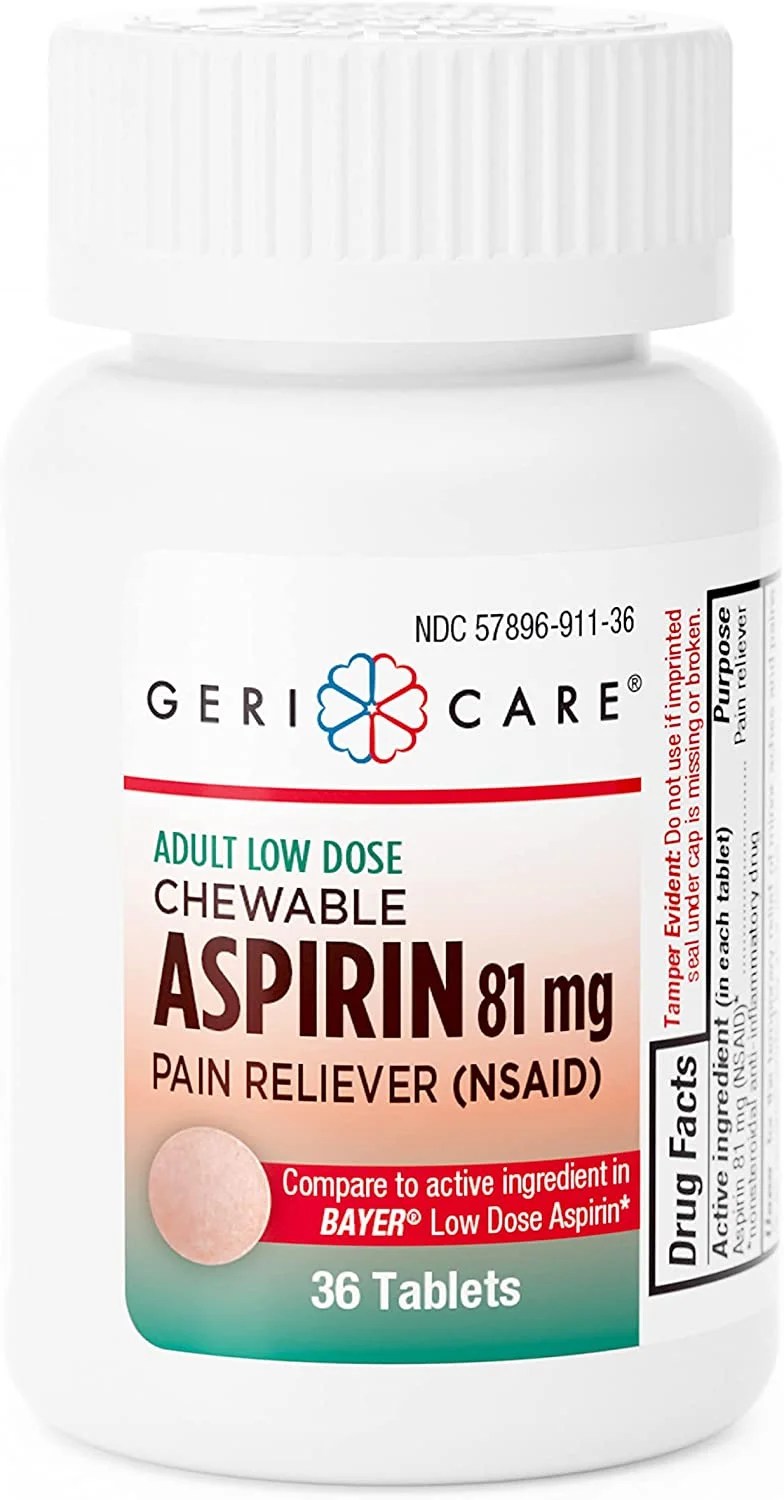Aspirin Chewable Low Strength Tablets, 81mg [Baby Aspirin] (Bottle of