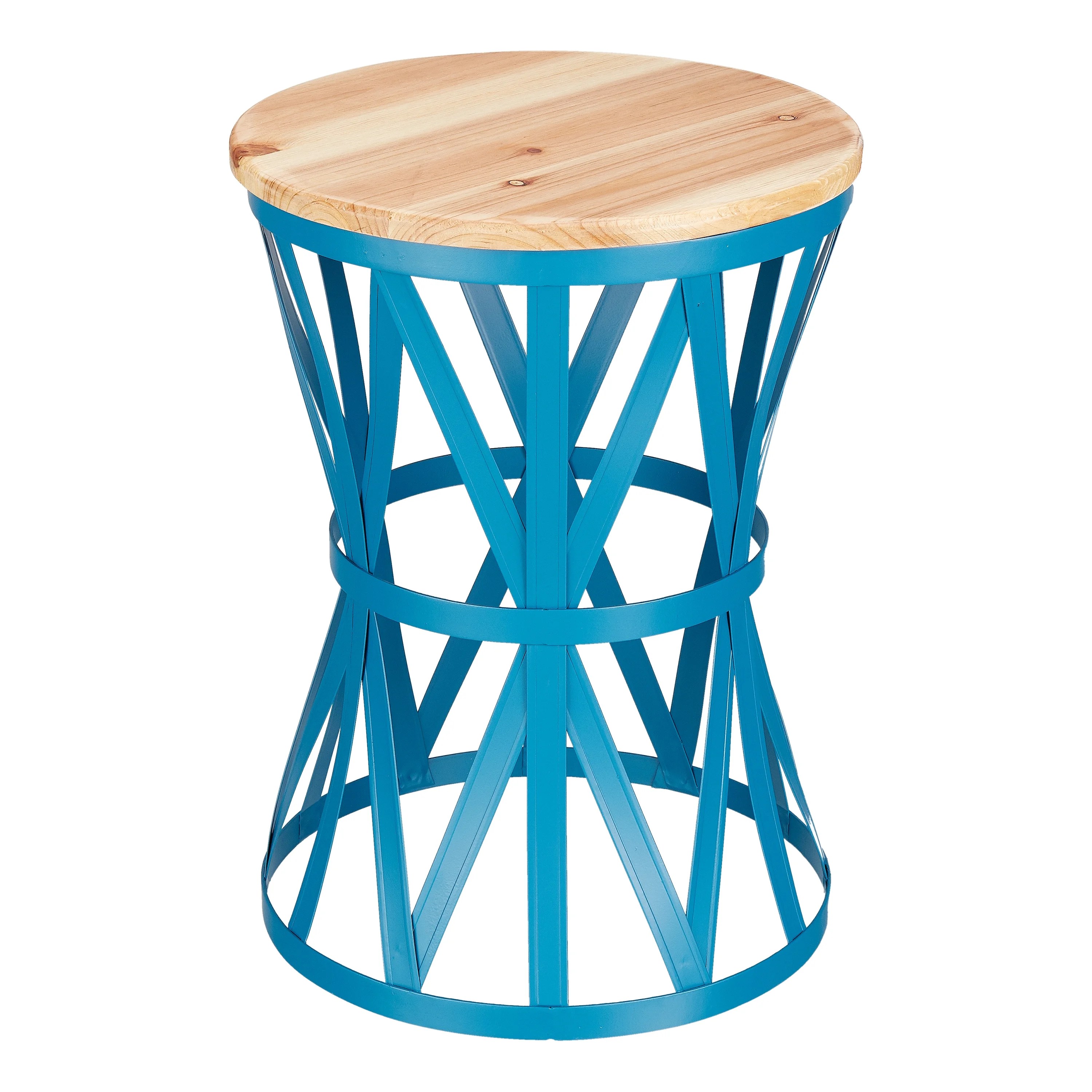 Mainstays Forset 18" Teal Metal Garden Stool with Wood Top Walmart