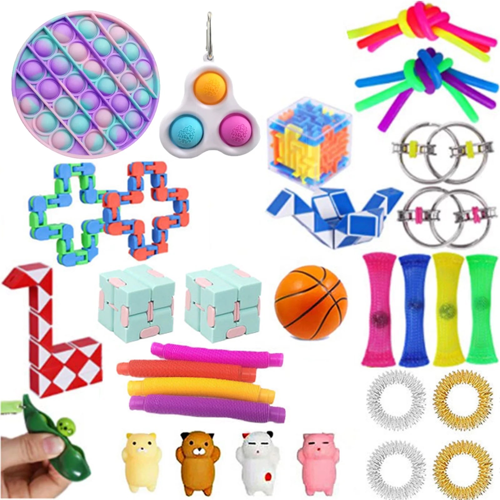 Puloru Sensory Fidget Toys Set, 33Pcs Stretchy String Stress Relief