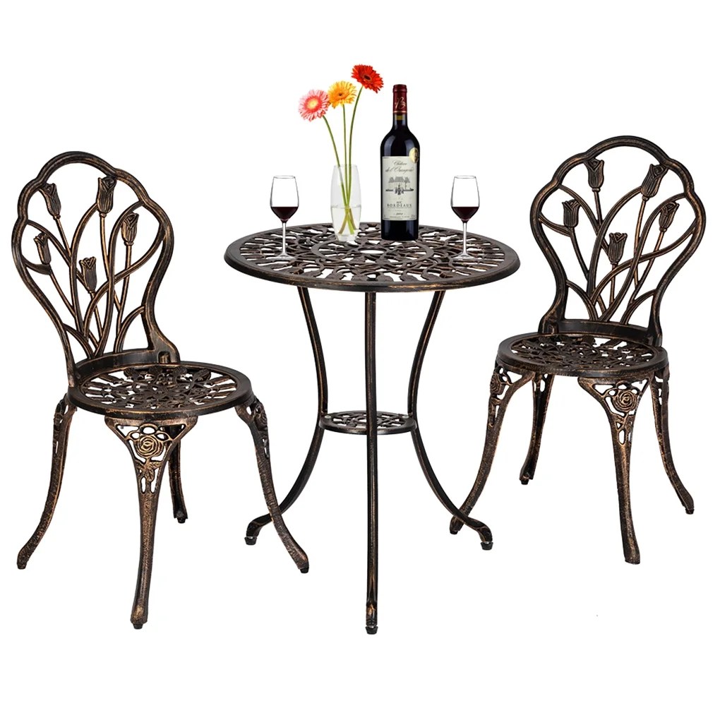 Bistro Table Set,Outdoor Patio Set 3 Piece Table and Chairs, European
