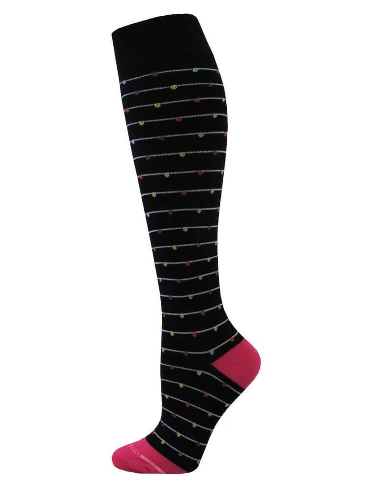 Dr. Motion Womens Funfetti Knee High Compression Socks (Black