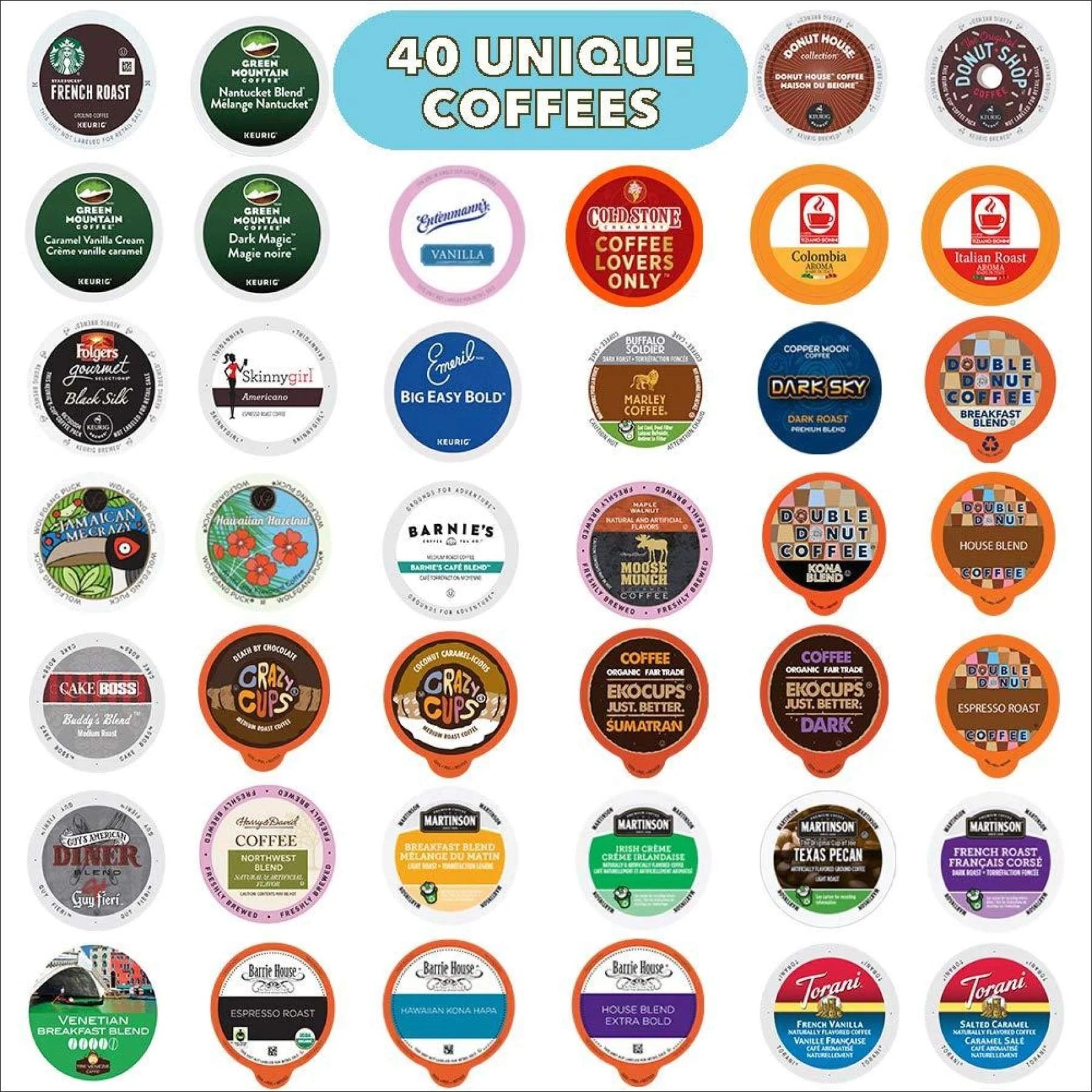Coffee Pods Variety Pack Sampler, Assorted Single Serve Coffee for