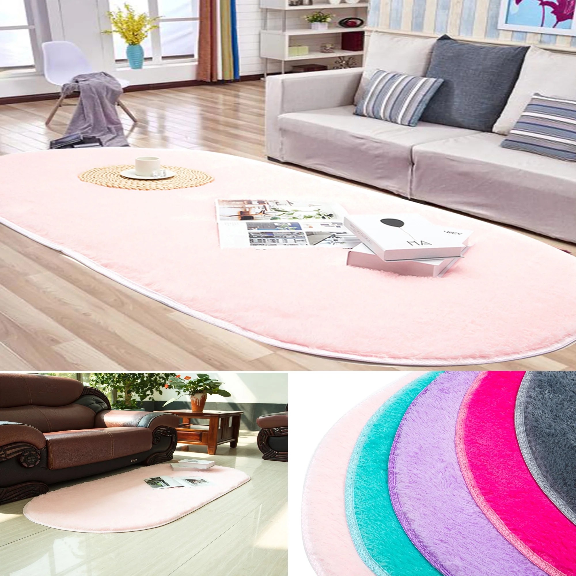 FOCUSSEXY Home Oval Rugs 2.6 x 5.4ft Oval Super Soft Rugs for Bedroom