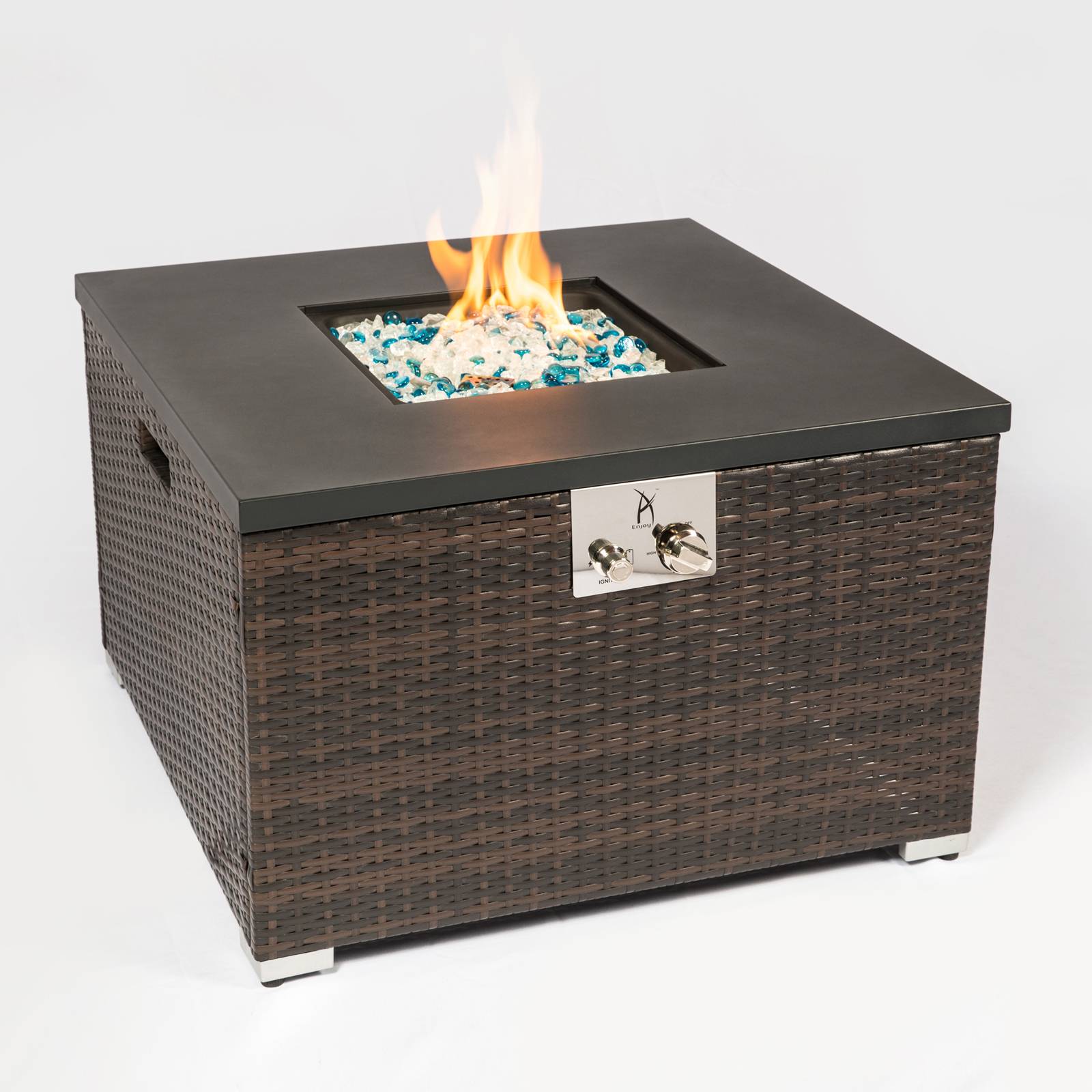 Outdoor Gas Fire Pit Square Wicker Fire Pit Table Propane Fire Table