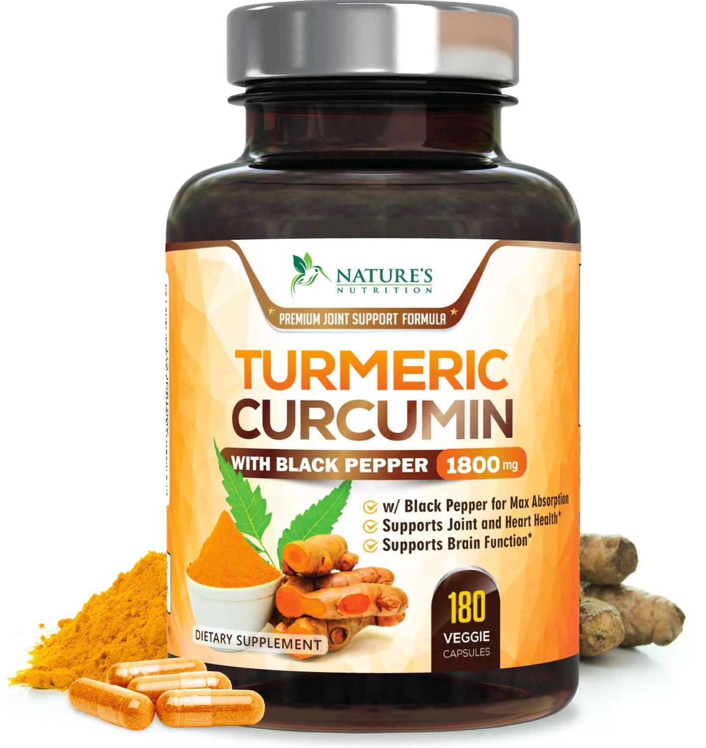 Turmeric Curcumin Max Potency 95 Curcuminoids 1800mg with Bioperine