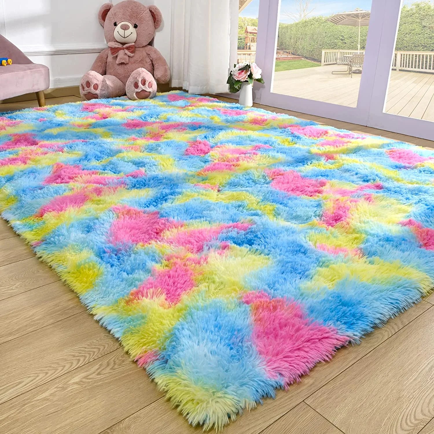 Noahas Soft Fluffy Rainbow Rugs for Girls Bedroom 3x5, Shaggy Kids