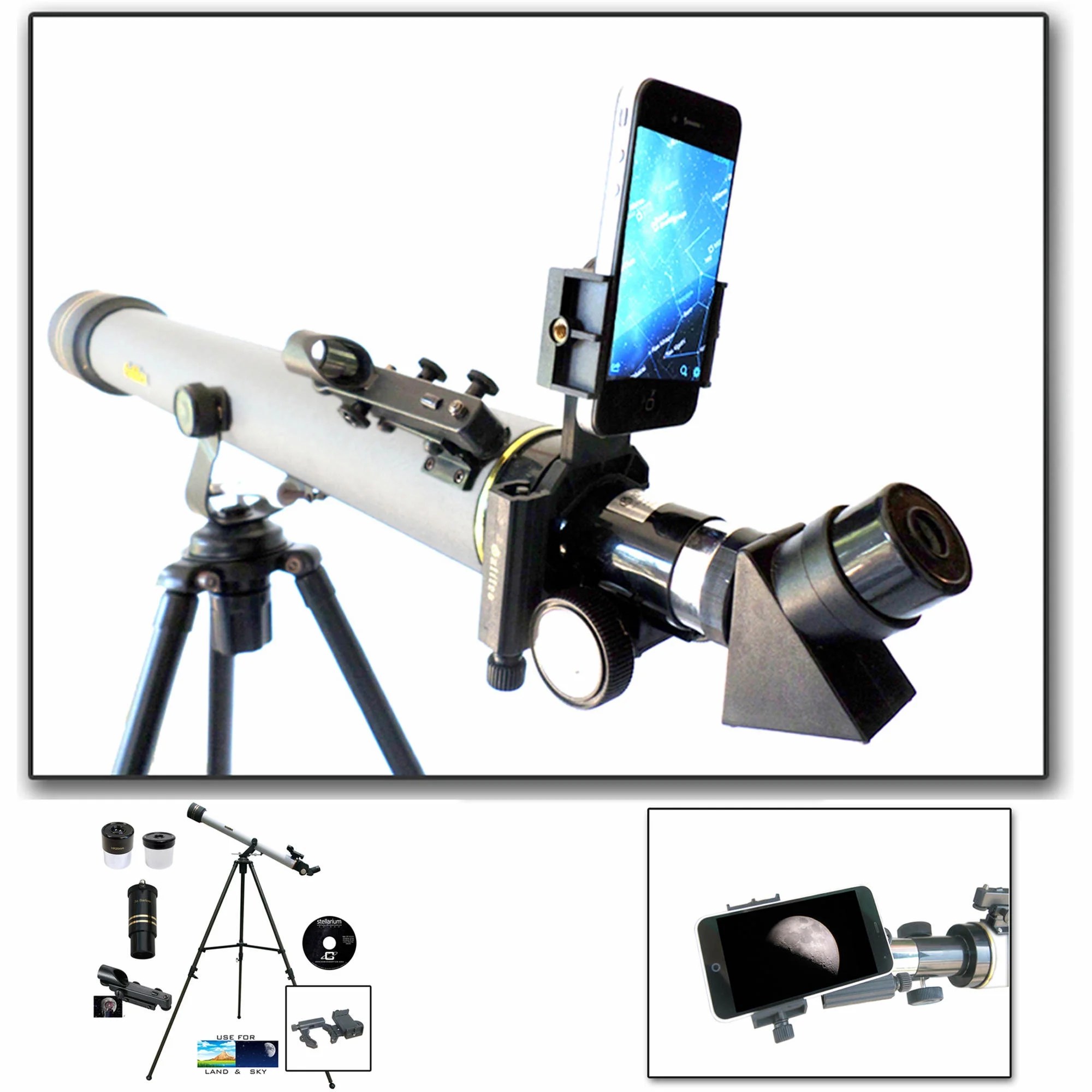 Cassini 800mm x 60mm Day/Nite Refractor telescope with Smartphone