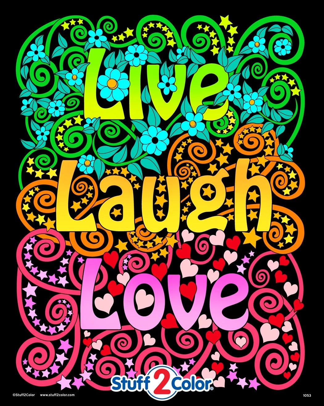 Live Laugh Love Fuzzy Velvet Coloring Poster for Kids, Toddlers and