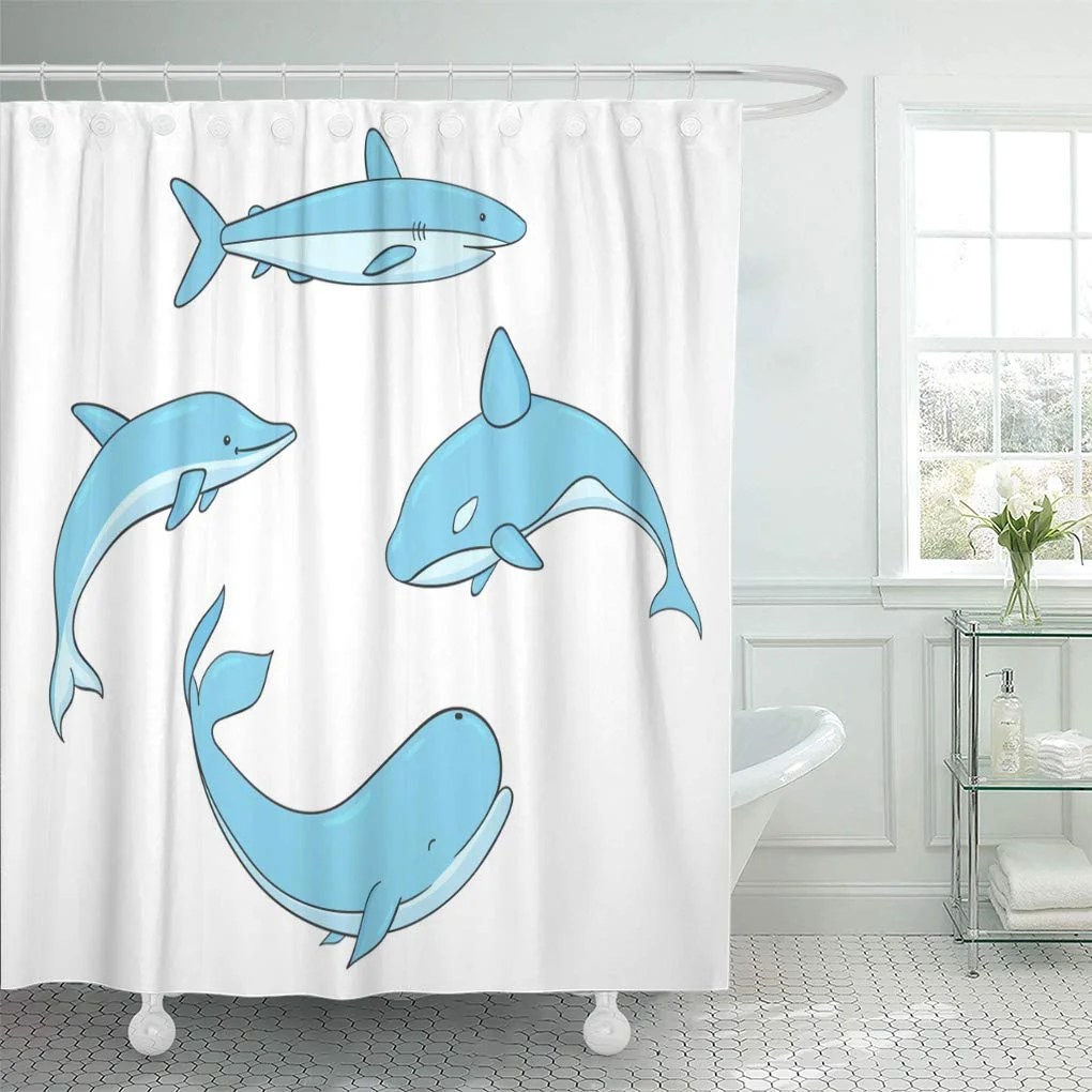 CYNLON Blue of Underwater Life Whale Shark Narwhal Bathroom Decor Bath