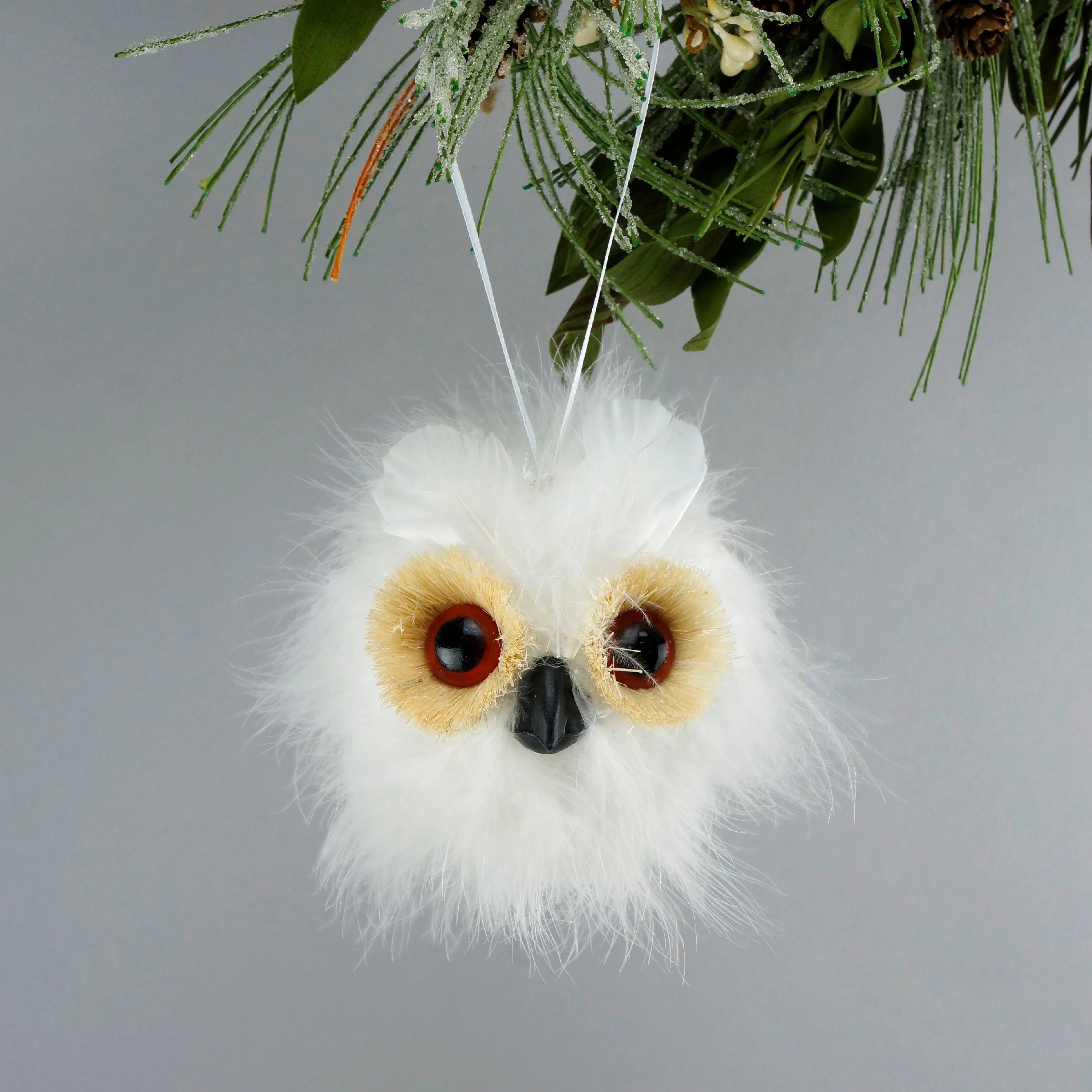 White Owl Christmas Ornaments Natural Feather Owl Christmas Ornament White Xmas Decorations Fall