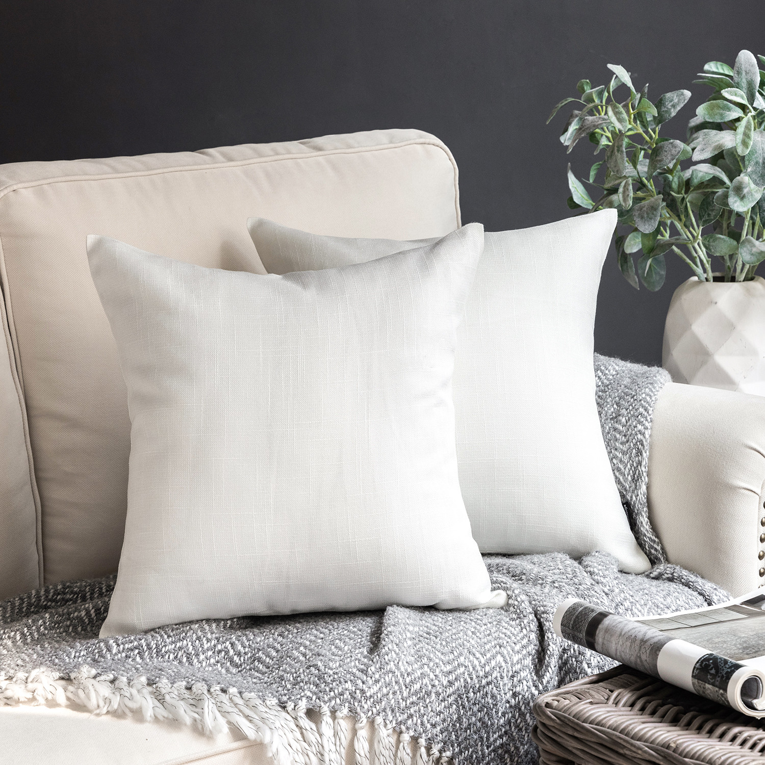 Phantoscope Soft Textured Linen Burlap Series Decorative Throw Pillow