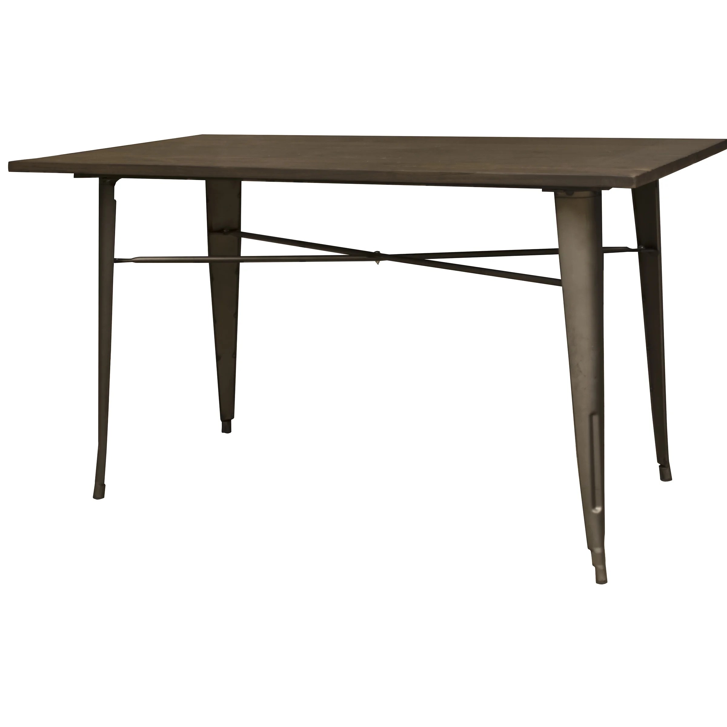 AmeriHome Loft Rustic Gunmetal Metal Dining Table with Wood Top