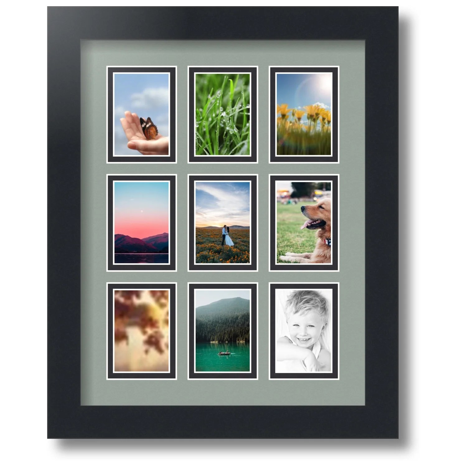 ArtToFrames Collage Photo Picture Frame with 9 2x3 Openings, Framed