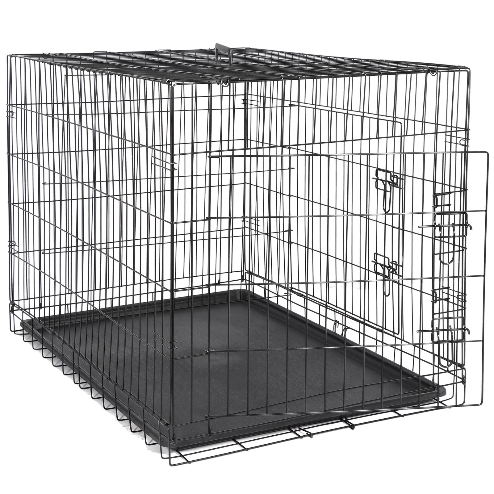 ZENSTYLE Durable 42" Dog Crate Kennel Folding Metal Pet Cage With Tray