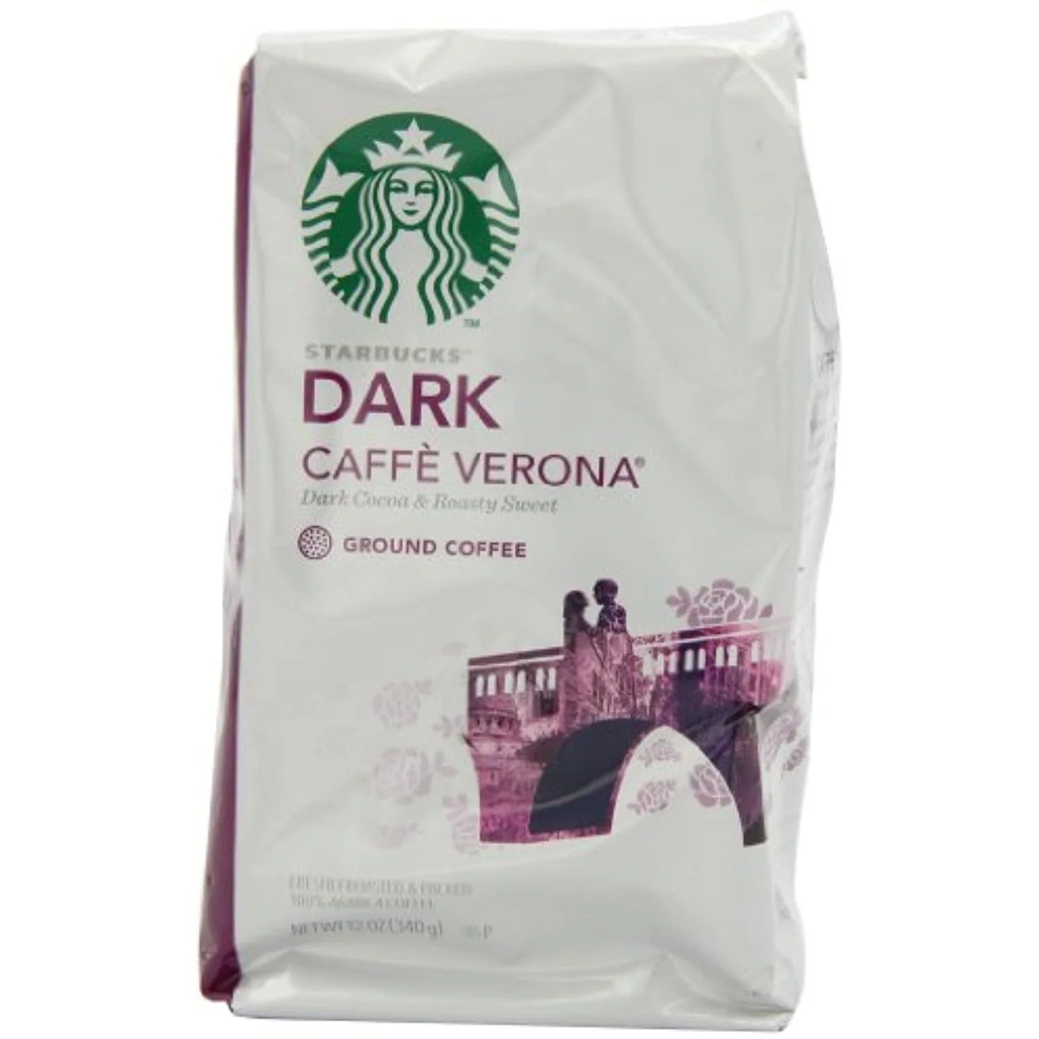 Starbucks Caffe Verona Coffee, Dark, Ground, 12Ounce Bags (Pack Of 3