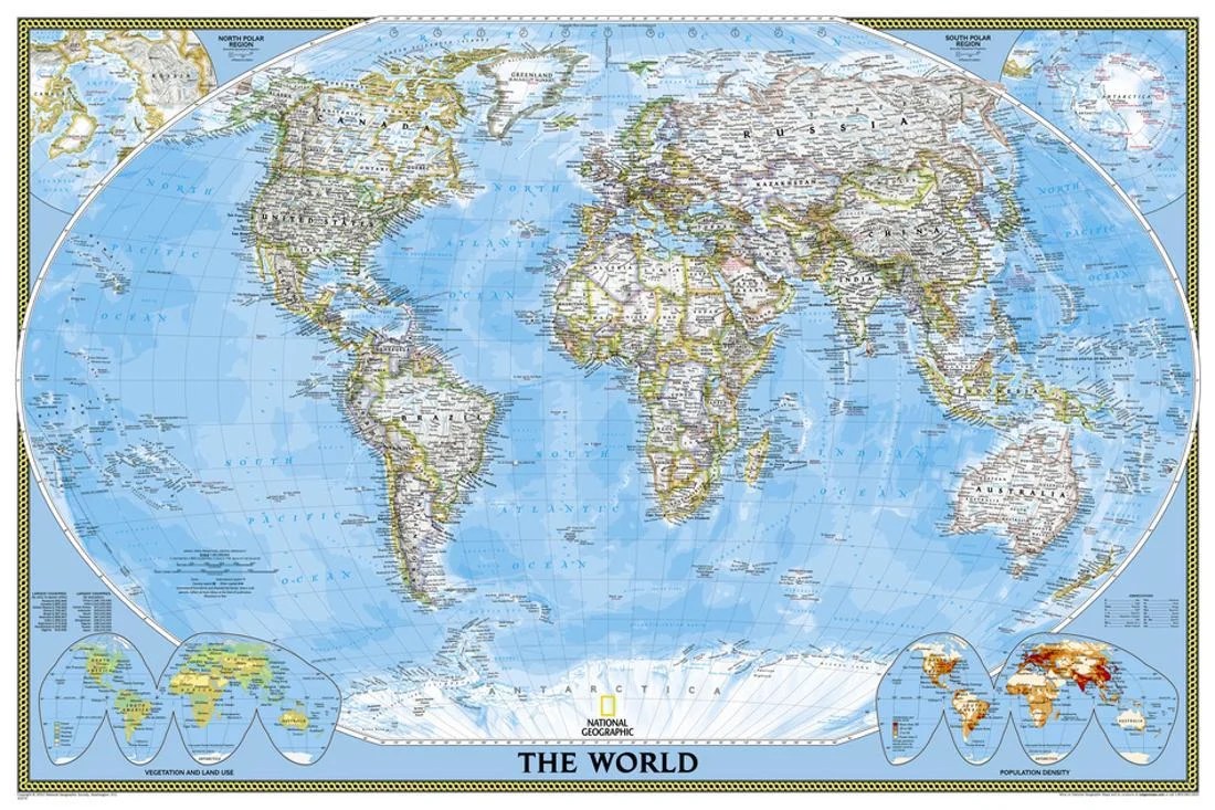 National Geographic World Classic, poster size Map Lamina