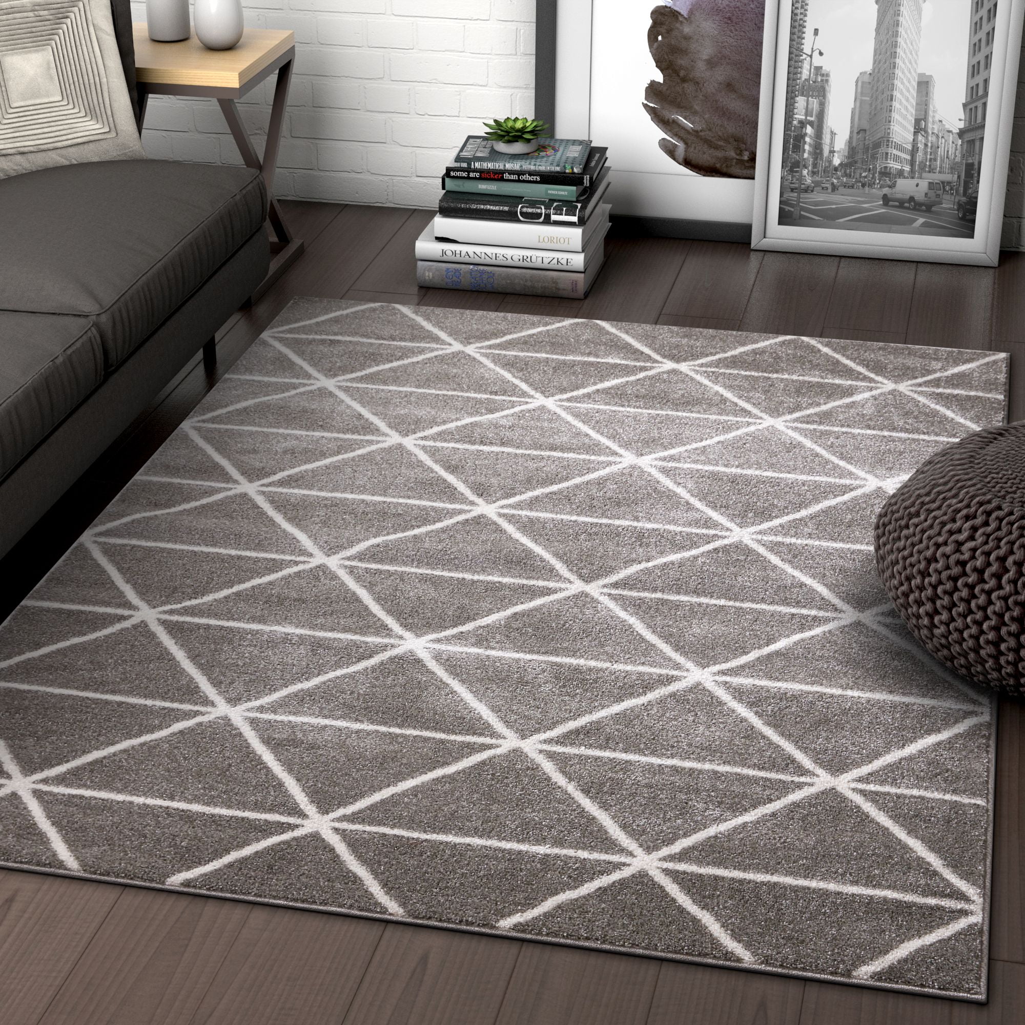 Well Woven Menage Geometric Grey Modern Triangle Tiles Shapes Lines Well Woven Menage Geometric Grey Modern Triangle Tiles Shapes Lines