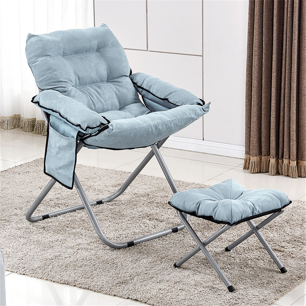 OUSGAR Velvet Tufted Accent Chair with Ottoman and Side Pocket Folding OUSGAR Velvet Tufted Accent Chair with Ottoman and Side Pocket Folding