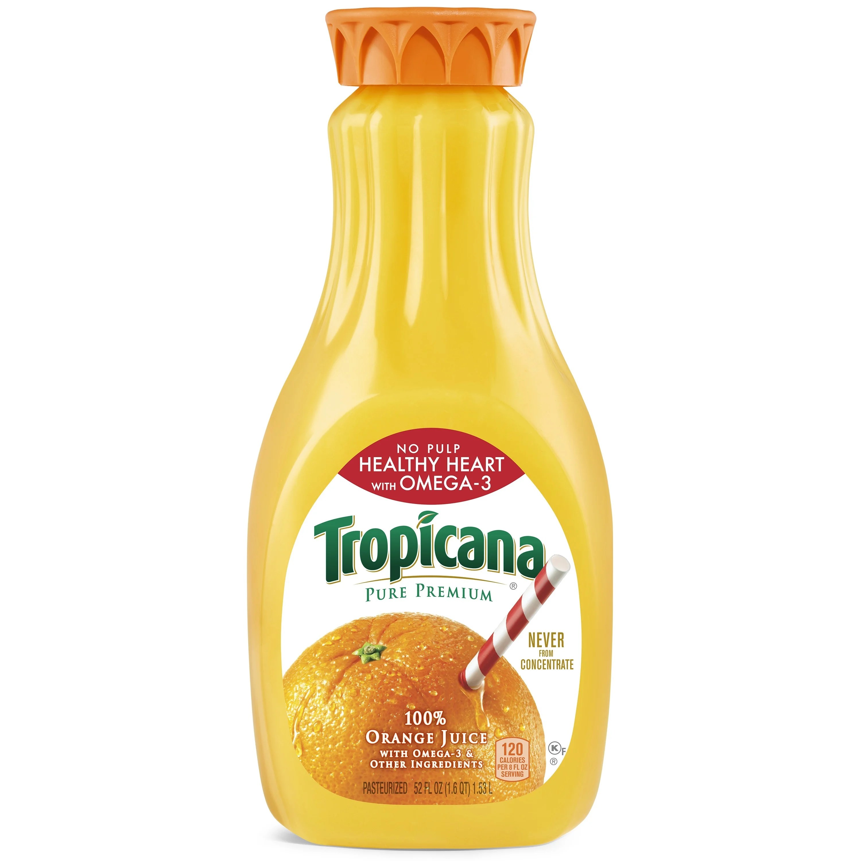 Tropicana Pure Premium No Pulp Healthy Hear Orange Juice, 52 Fl. Oz