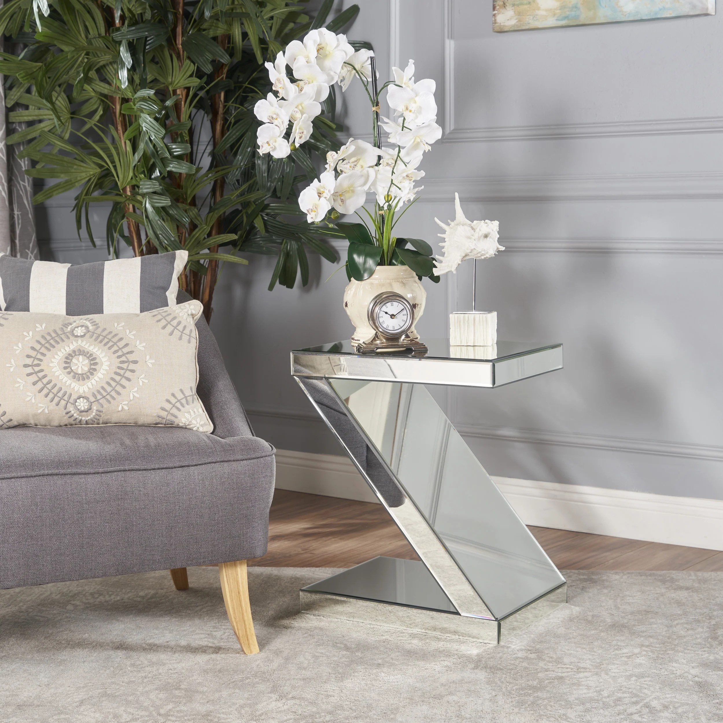 Adu Mirrored Z Shaped Side Table Adu Mirrored Z Shaped Side Table
