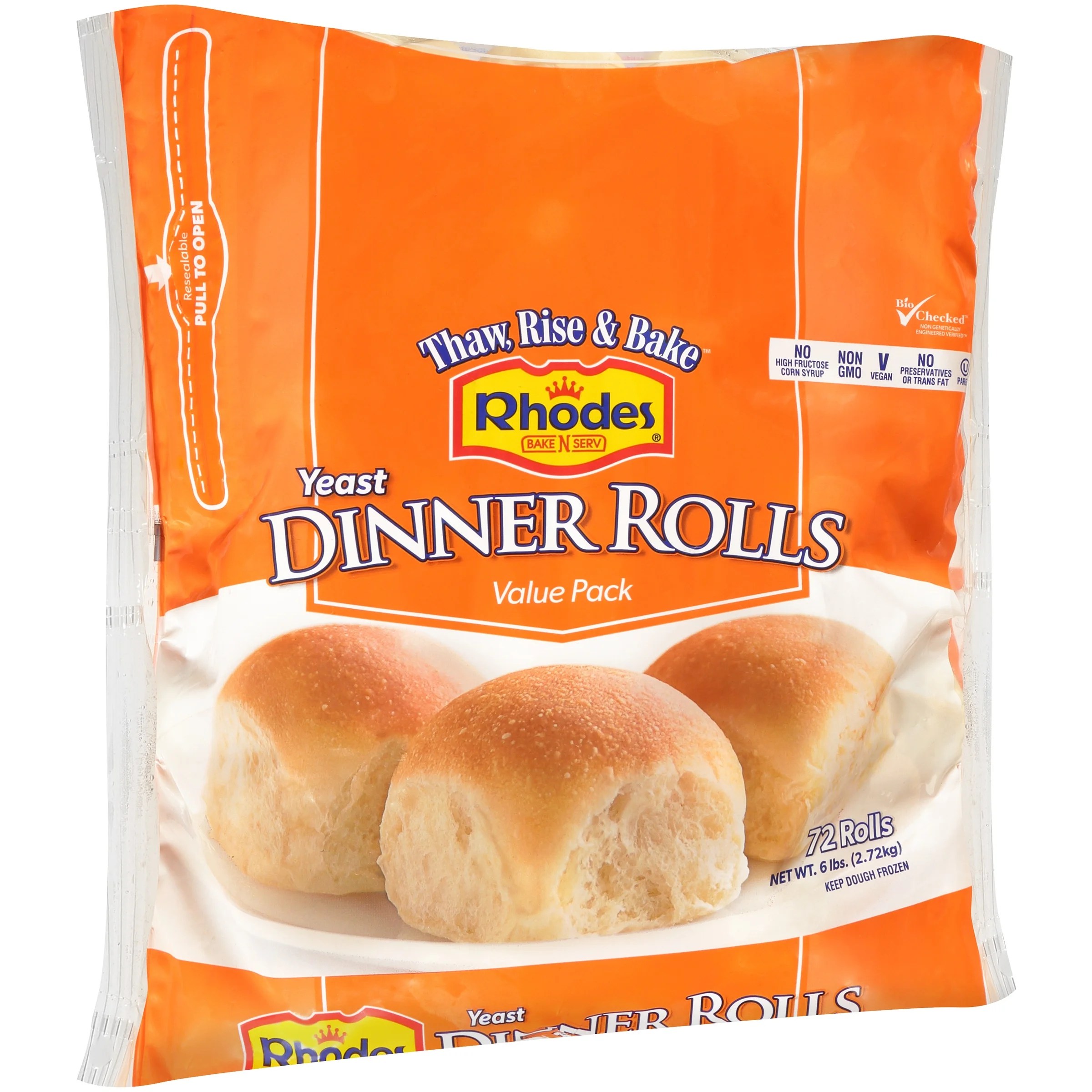 Rhodes BakeNServ® Frozen White Dinner Rolls Dough 72 ct Bag Walmart
